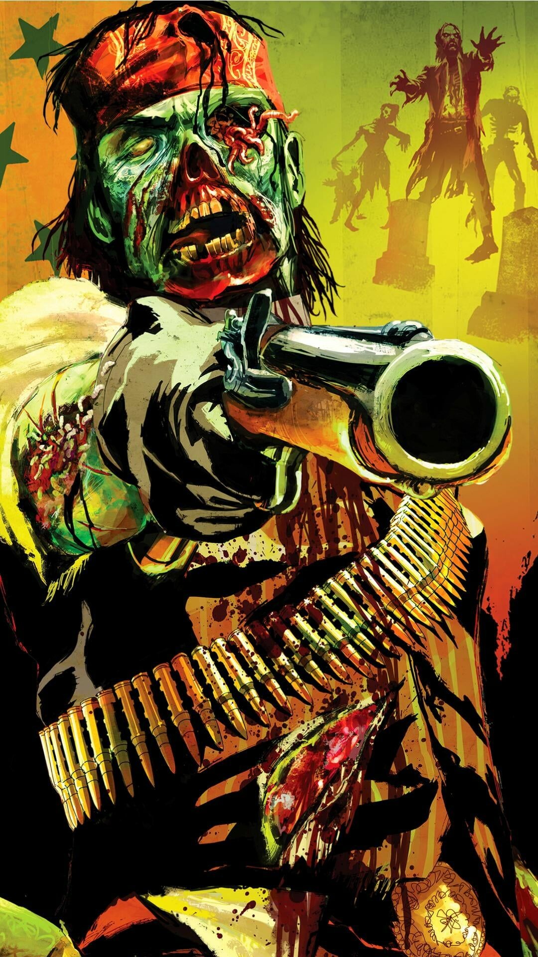 Red Dead Redemption: Undead Nightmare, Zombie, Illustration, Expansion. 1080x1920 Full HD Wallpaper.