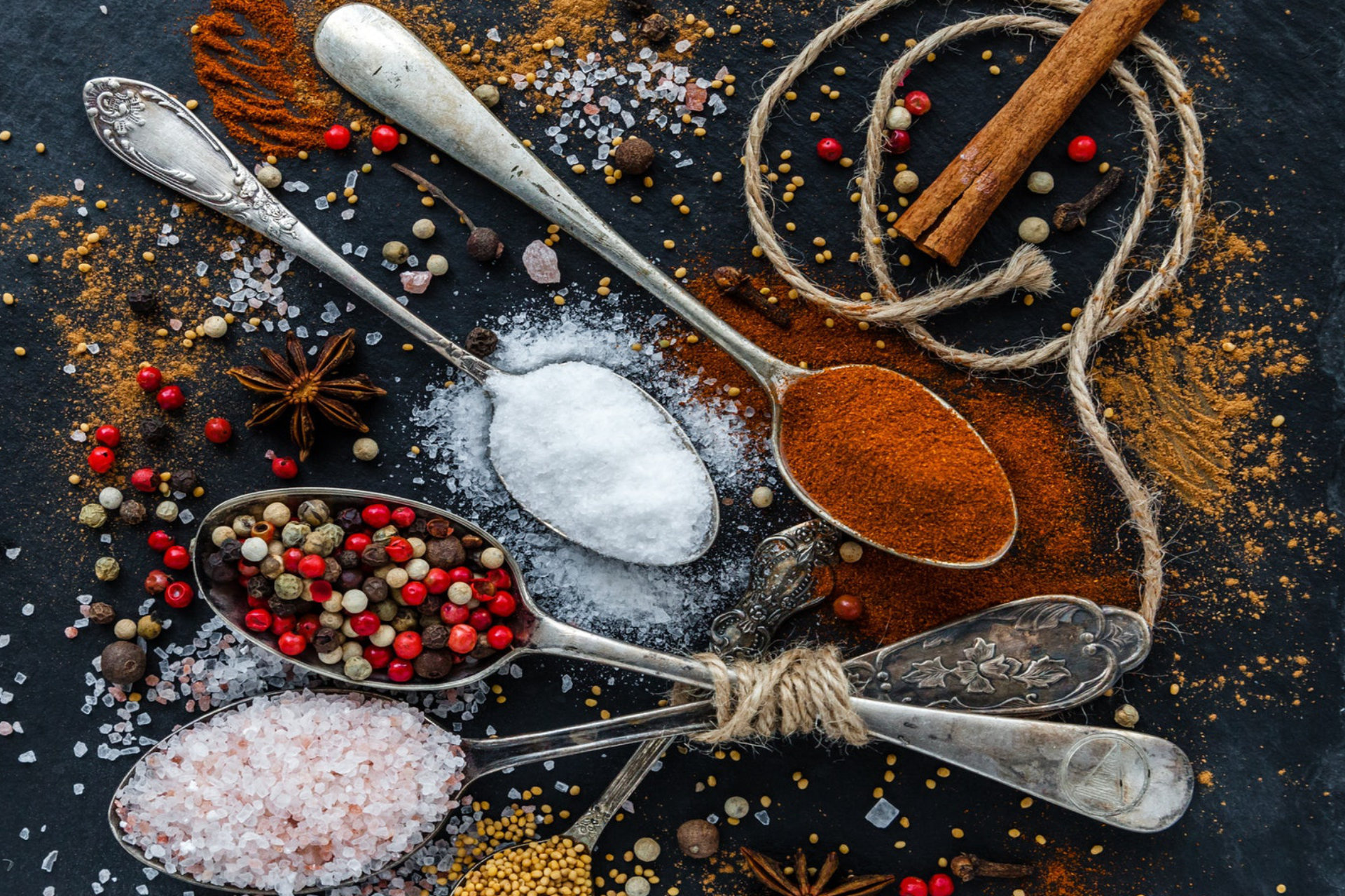Spices: Himalayan salt, Pepper mix, Paprika. 1920x1280 HD Wallpaper.