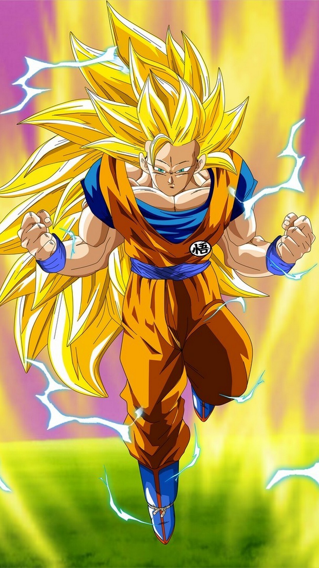 Goku Super Saiyan: SSJ3, The third form of transformation, Long golden hair, The eyes regaining their pupils. 1080x1920 Full HD Wallpaper.