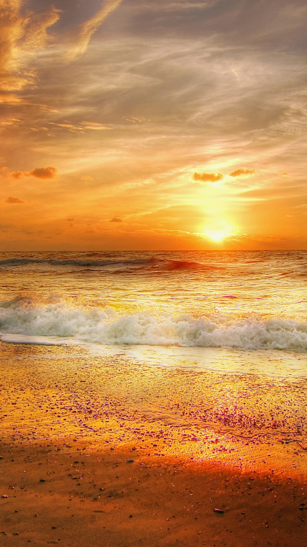 North Sea sunset, Yellow sky, Nature wallpapers, 1080x1920 Full HD Handy