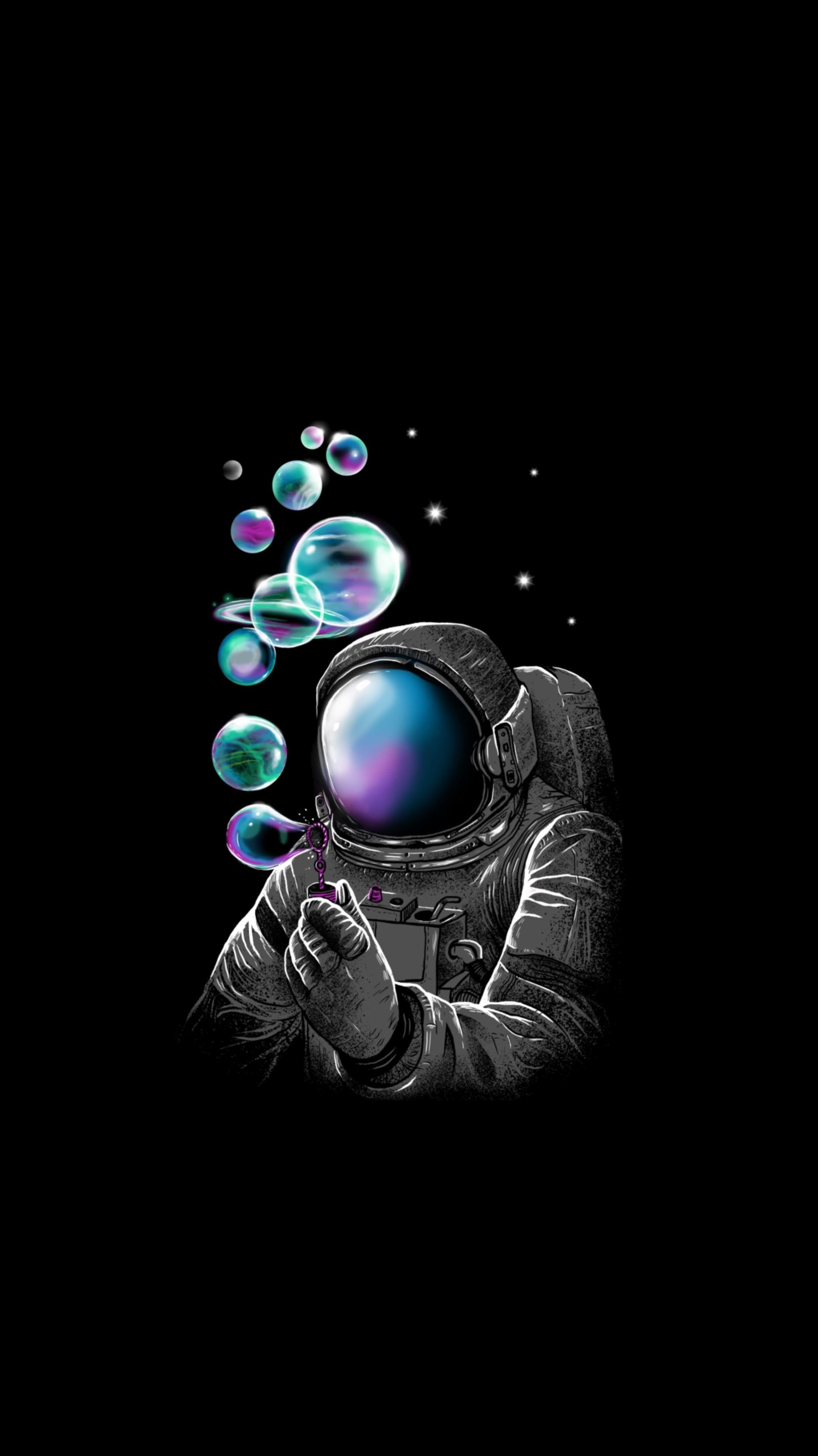 Cosmic bubbles, Space-themed orbs, Amoled background wonders, Dark void contrasts, Celestial bubble appearance, 2160x3840 4K Handy