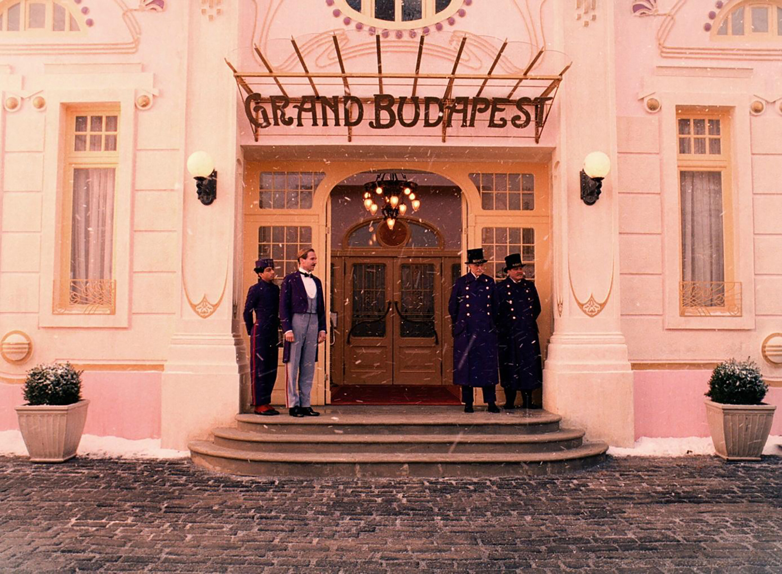 The Grand Budapest Hotel, Wes Anderson film, Stunning set designs, Visually captivating, 2500x1840 HD Desktop