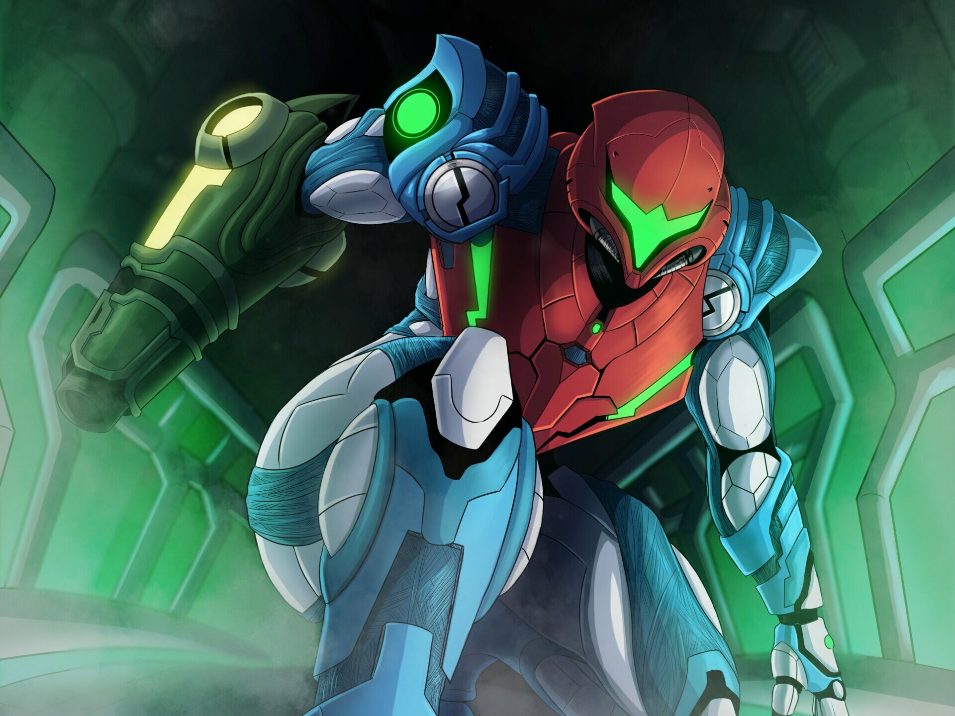 Metroid Dread: The Galactic Federation sends a group of advanced research robots called EMMIs to ZDR, and quickly loses contact with them, So, naturally, they send Samus to investigate the situation. 1920x1440 HD Background.