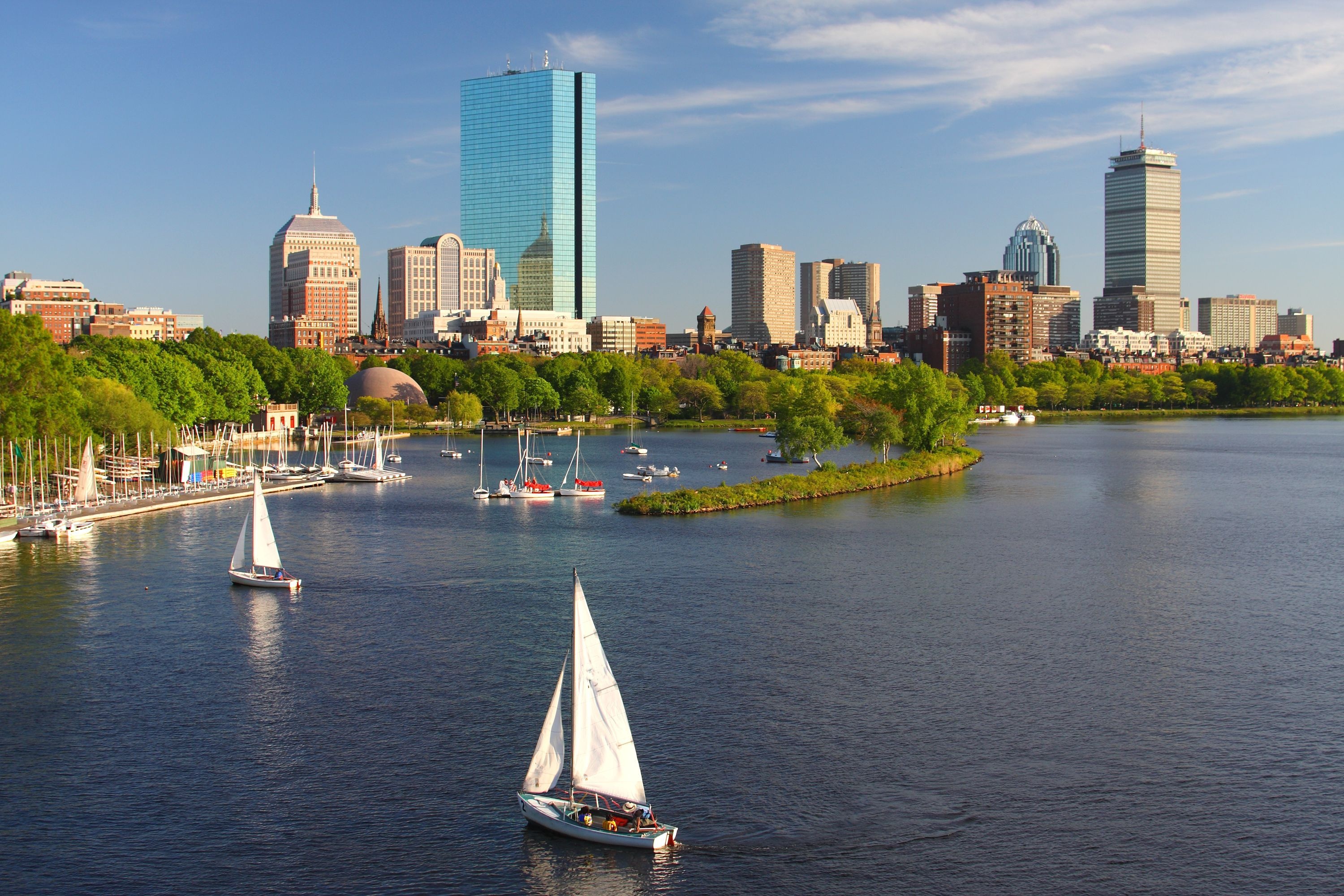 Boston Skyline, Travels, Charles River Esplanade, Urban oasis, 3000x2000 HD Desktop