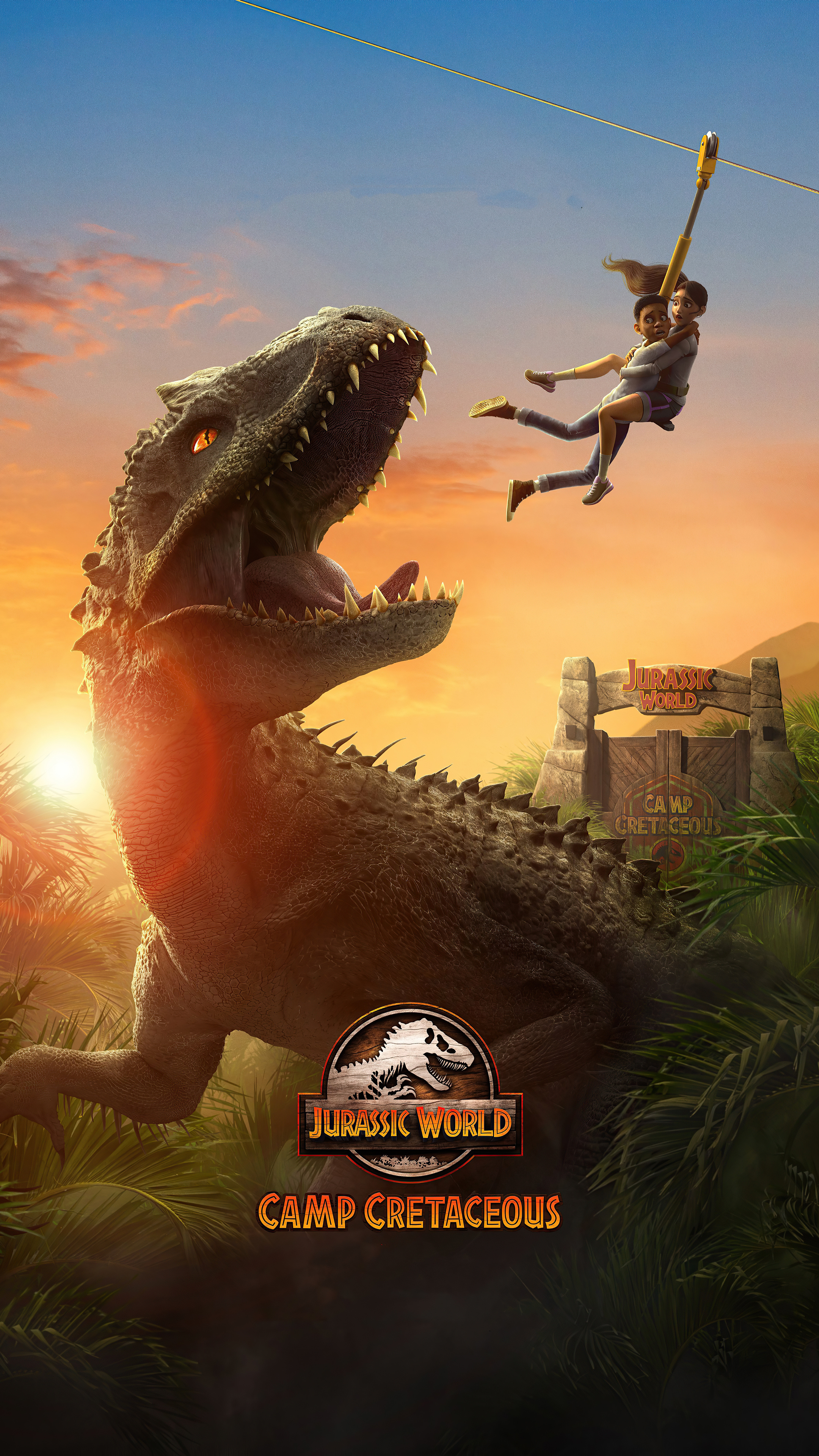 Jurassic World: Camp Cretaceous, Animated adventure, Dinosaur theme park, Sony Xperia wallpapers, 2160x3840 4K Handy