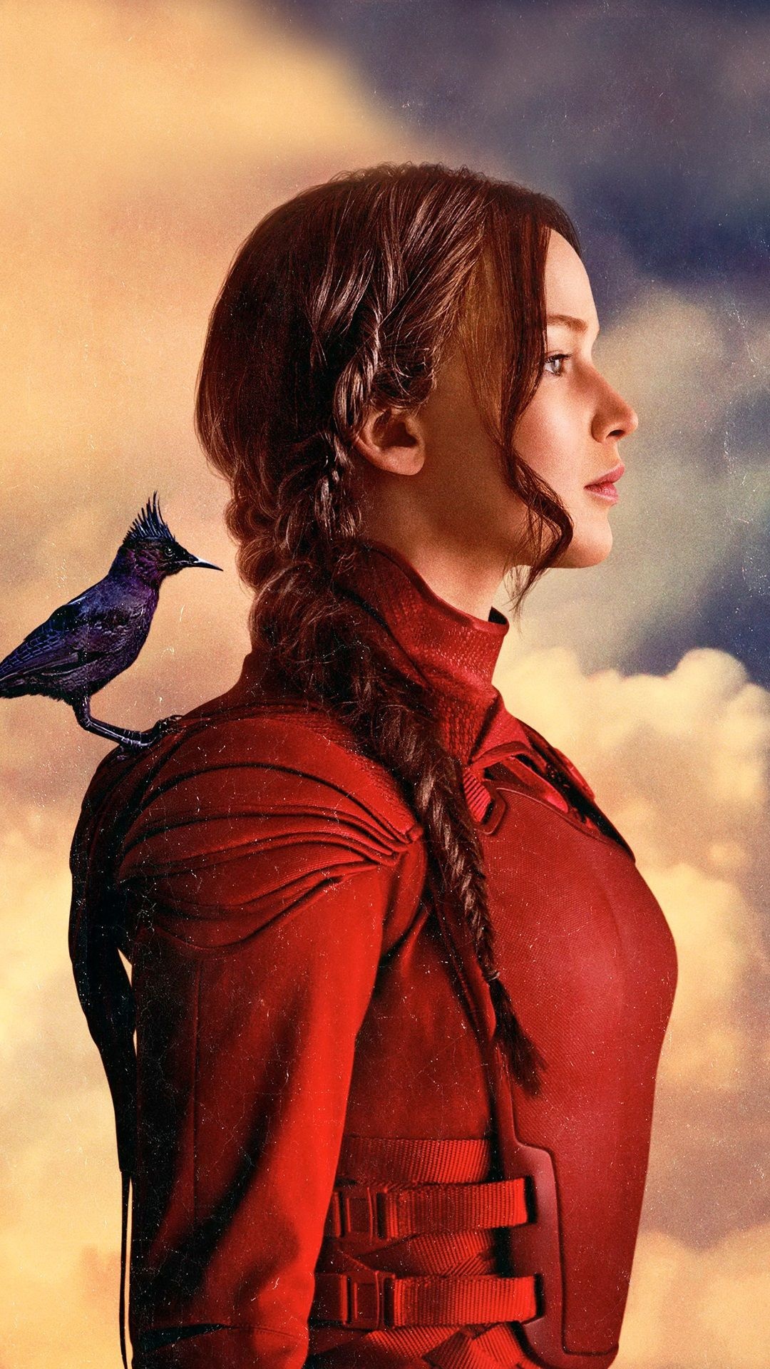 Hunger Games: Katniss Everdeen, the narrator, main protagonist, and District 12's female tribute. 1080x1920 Full HD Background.