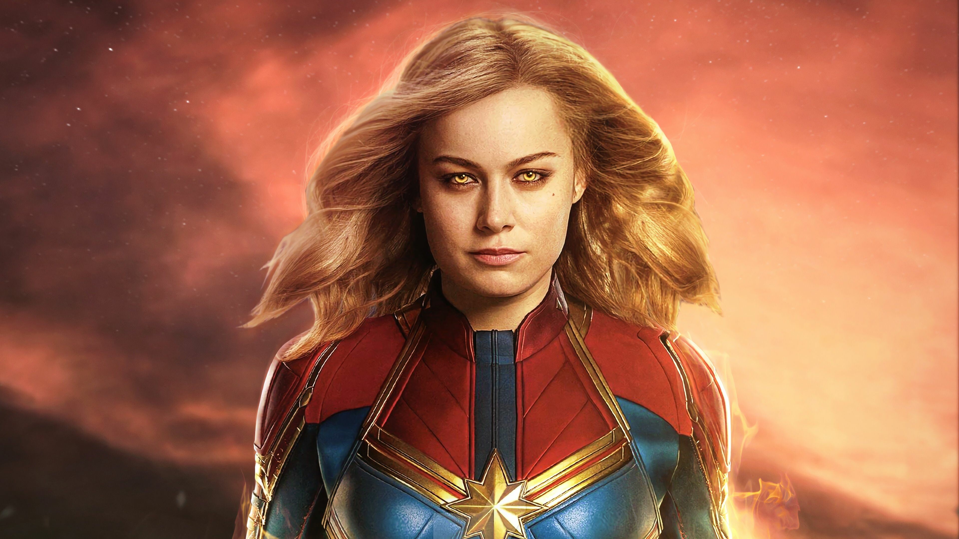 Captain Marvel: Movie 2019, Brie Larson as Carol Danvers, Superhero film. 3840x2160 4K Wallpaper.