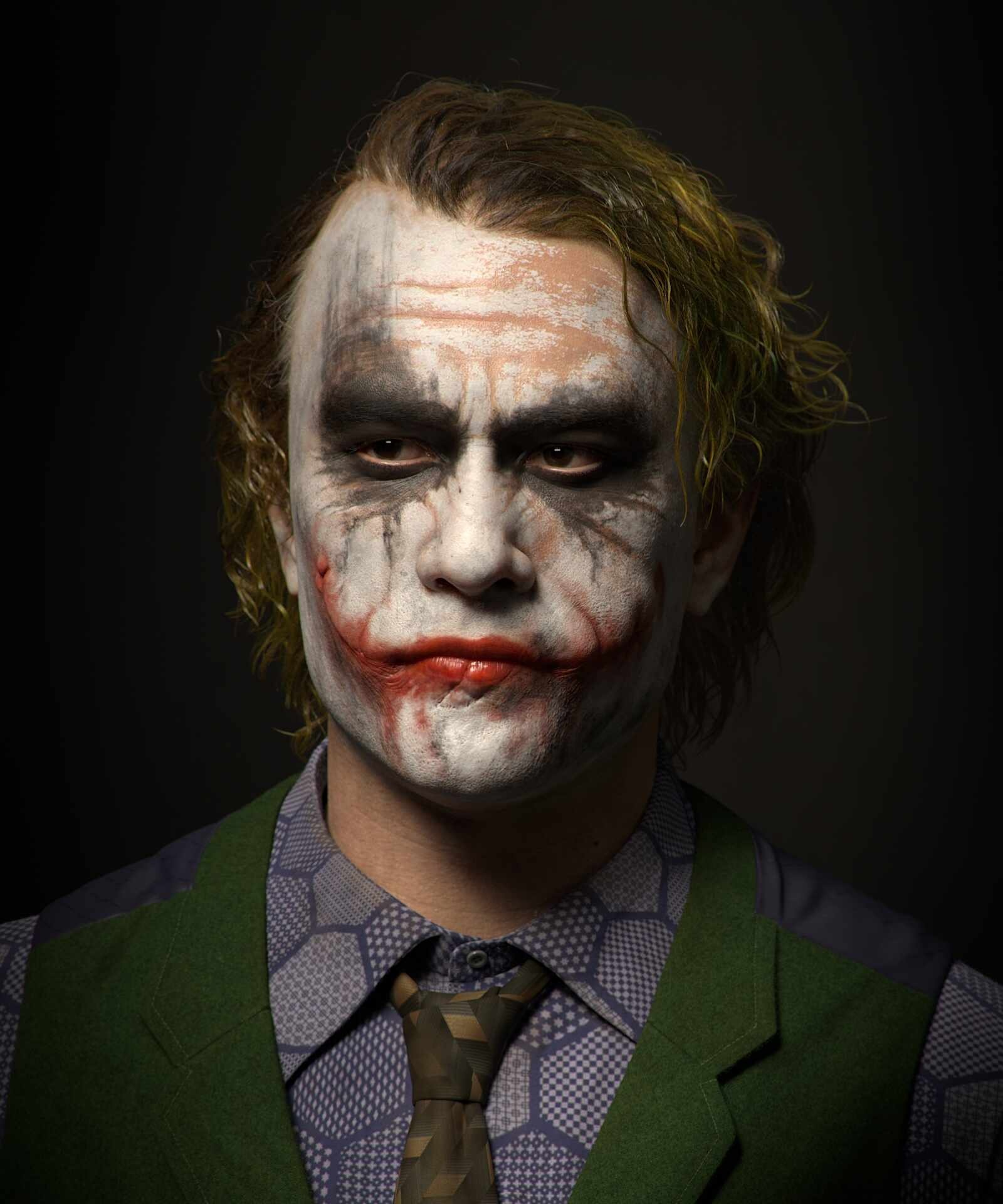 Artwork, Heath Ledger (Joker) Wallpaper, 1600x1920 HD Handy