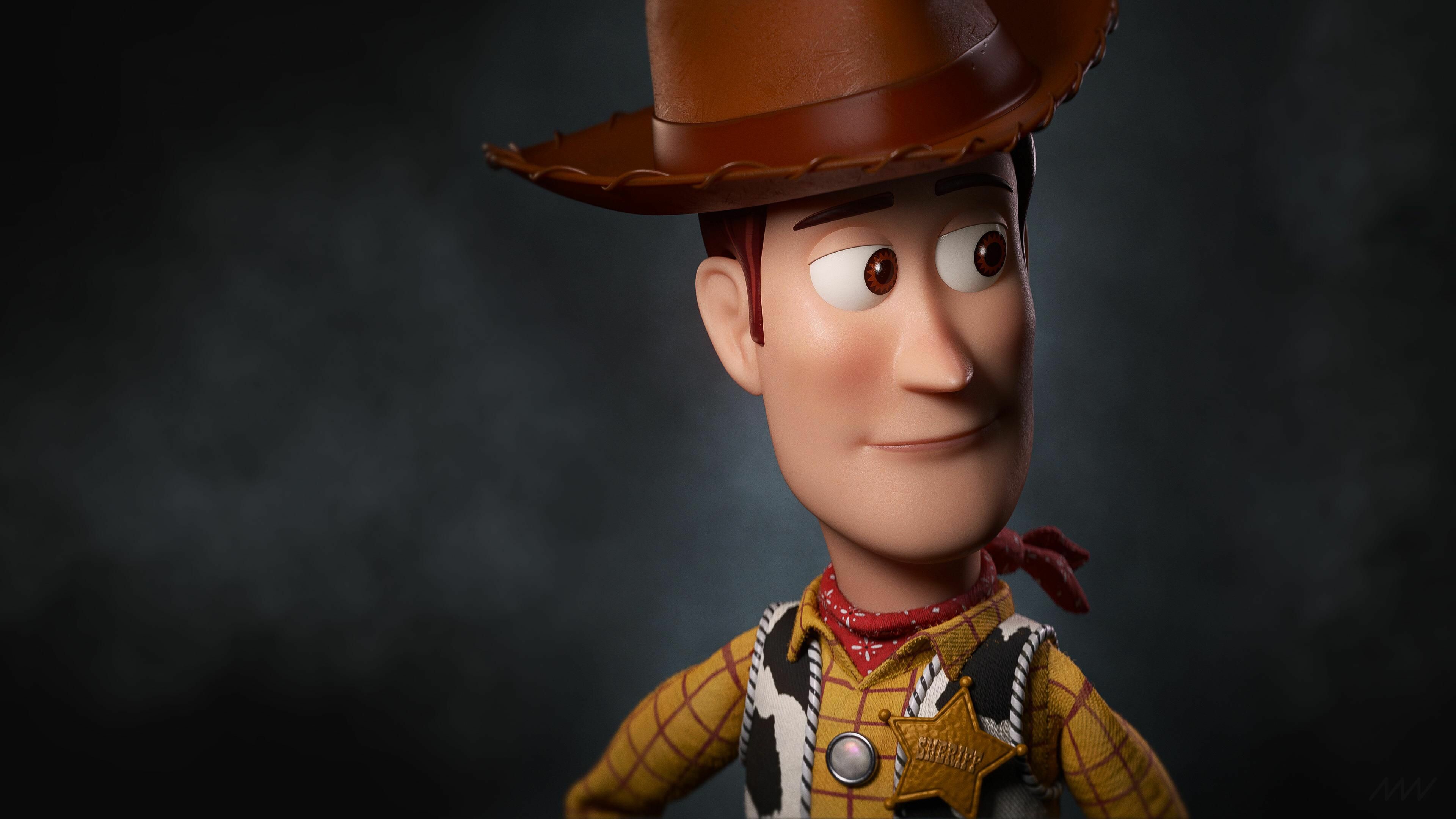 Toy Story: Woody, a 1950s old traditional pullstring cowboy doll. 3840x2160 4K Wallpaper.