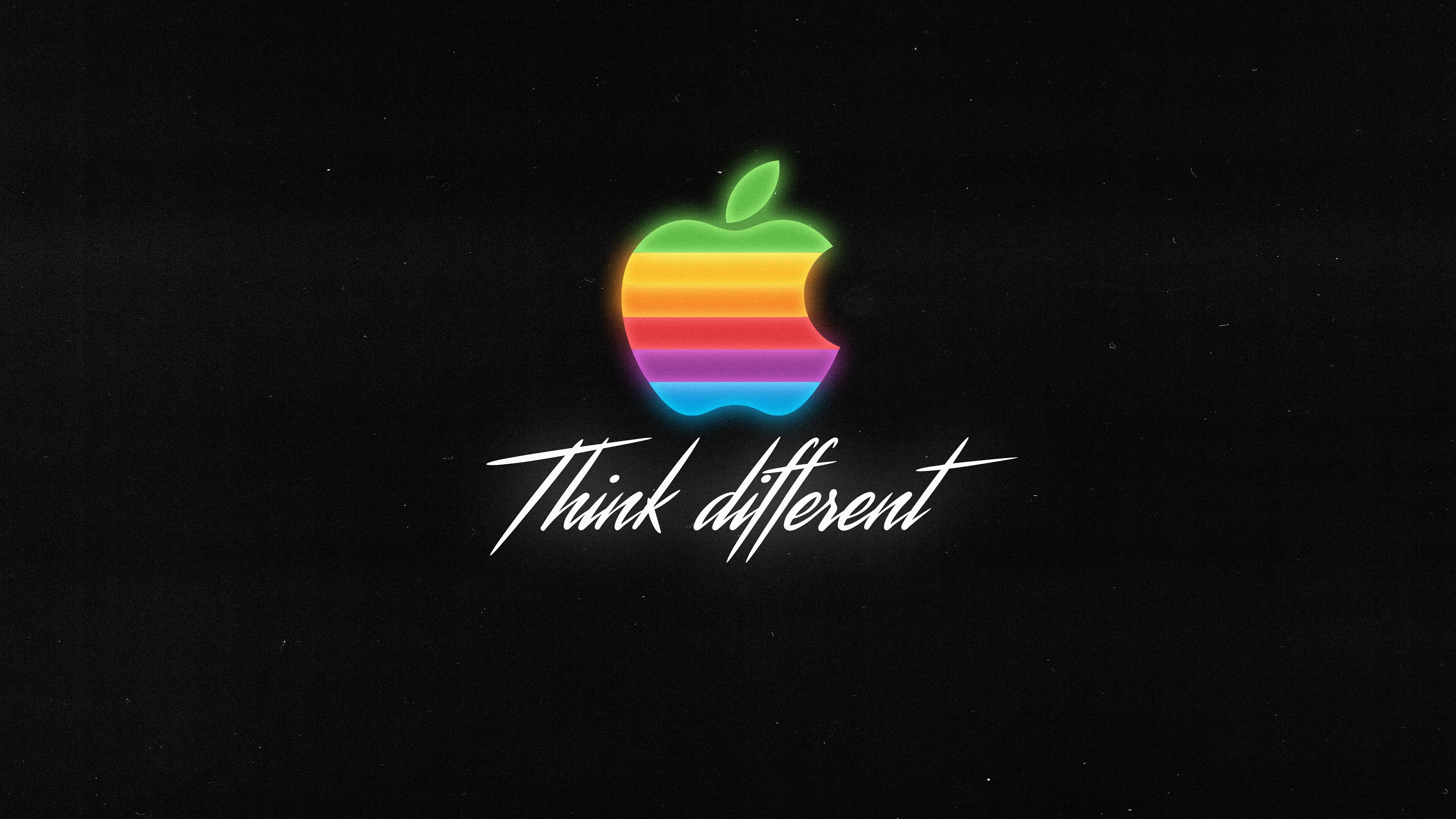 Apple Logo: Rainbow-striped logotype, Ran from 1977 until 1998. 3840x2160 4K Wallpaper.