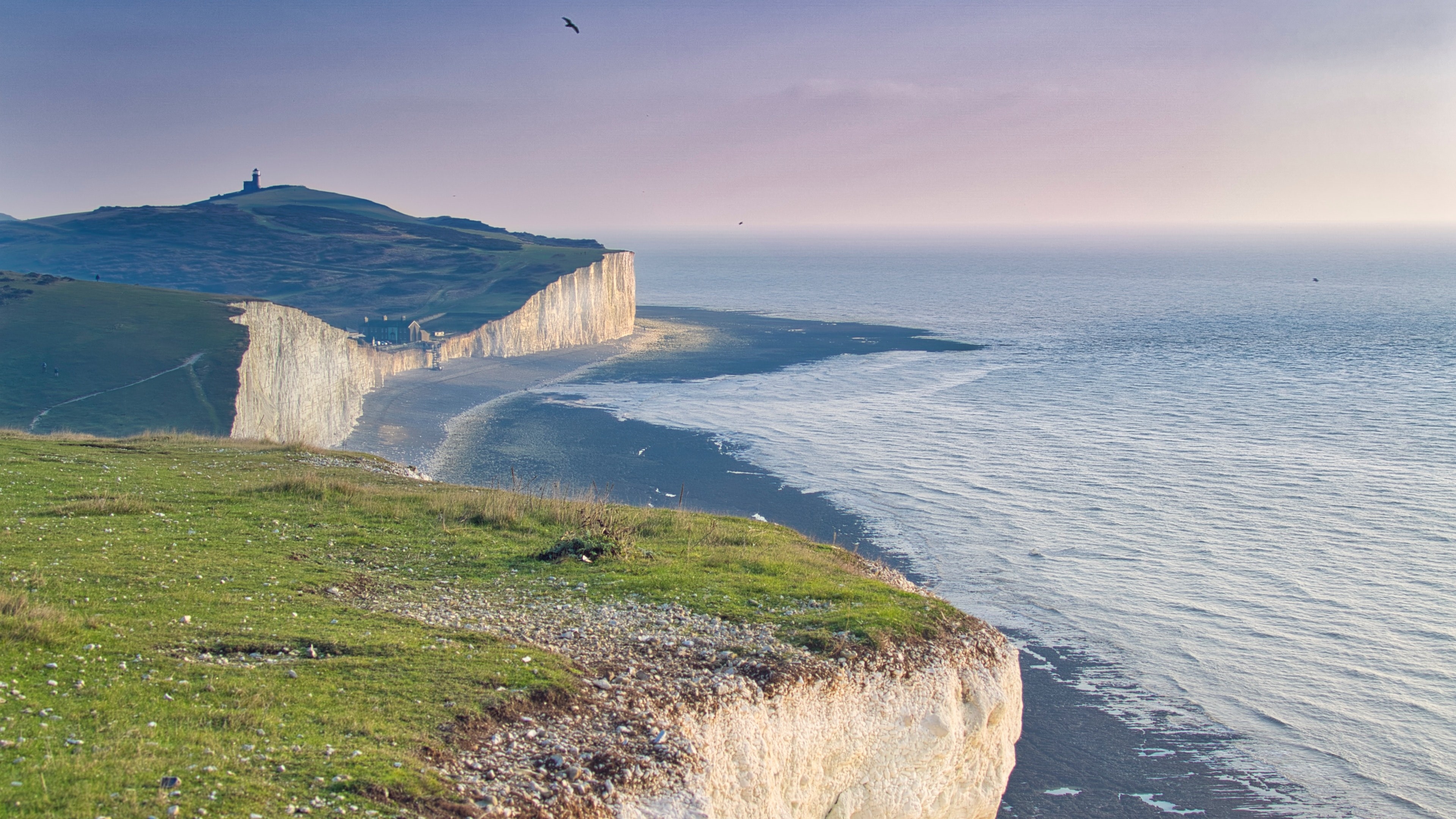 White Cliffs of Dover, Beach view, Cliff wallpaper, Coastal scenery, 3840x2160 4K Desktop