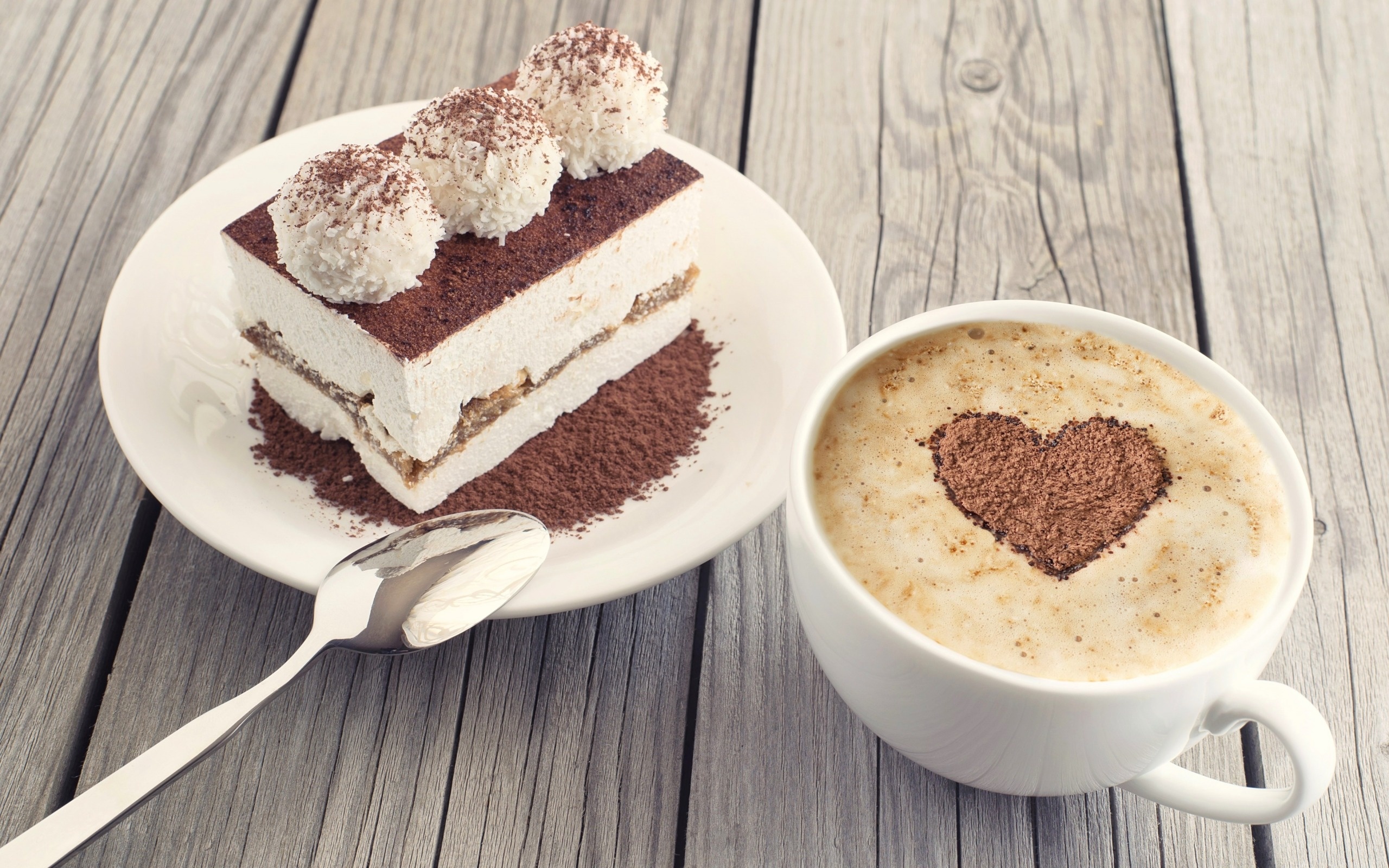 Cake and coffee, Latte art, Satisfying sweets, High-quality pictures, 2560x1600 HD Desktop