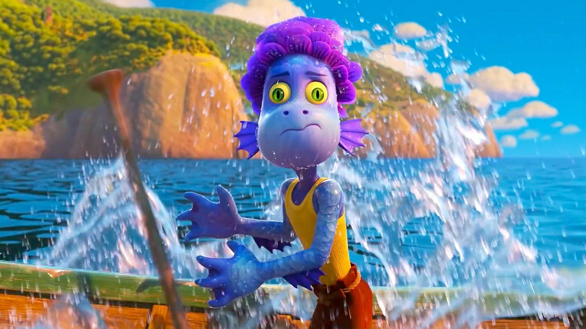 Luca: Pixar, Alberto Scorfano, a 14-year-old boy/sea monster who is enthusiastic to explore the human world. 1920x1080 Full HD Wallpaper.