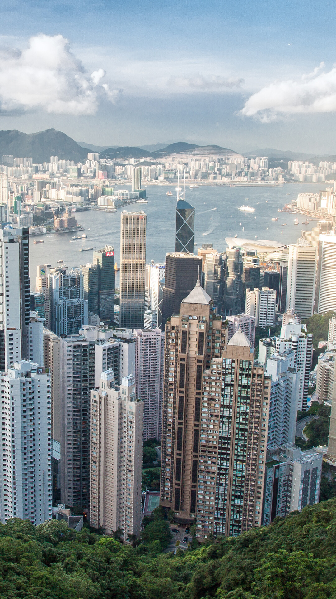 Hong Kong: The Peak, Aerial view, Buildings, Arhitecture. 1080x1920 Full HD Wallpaper.