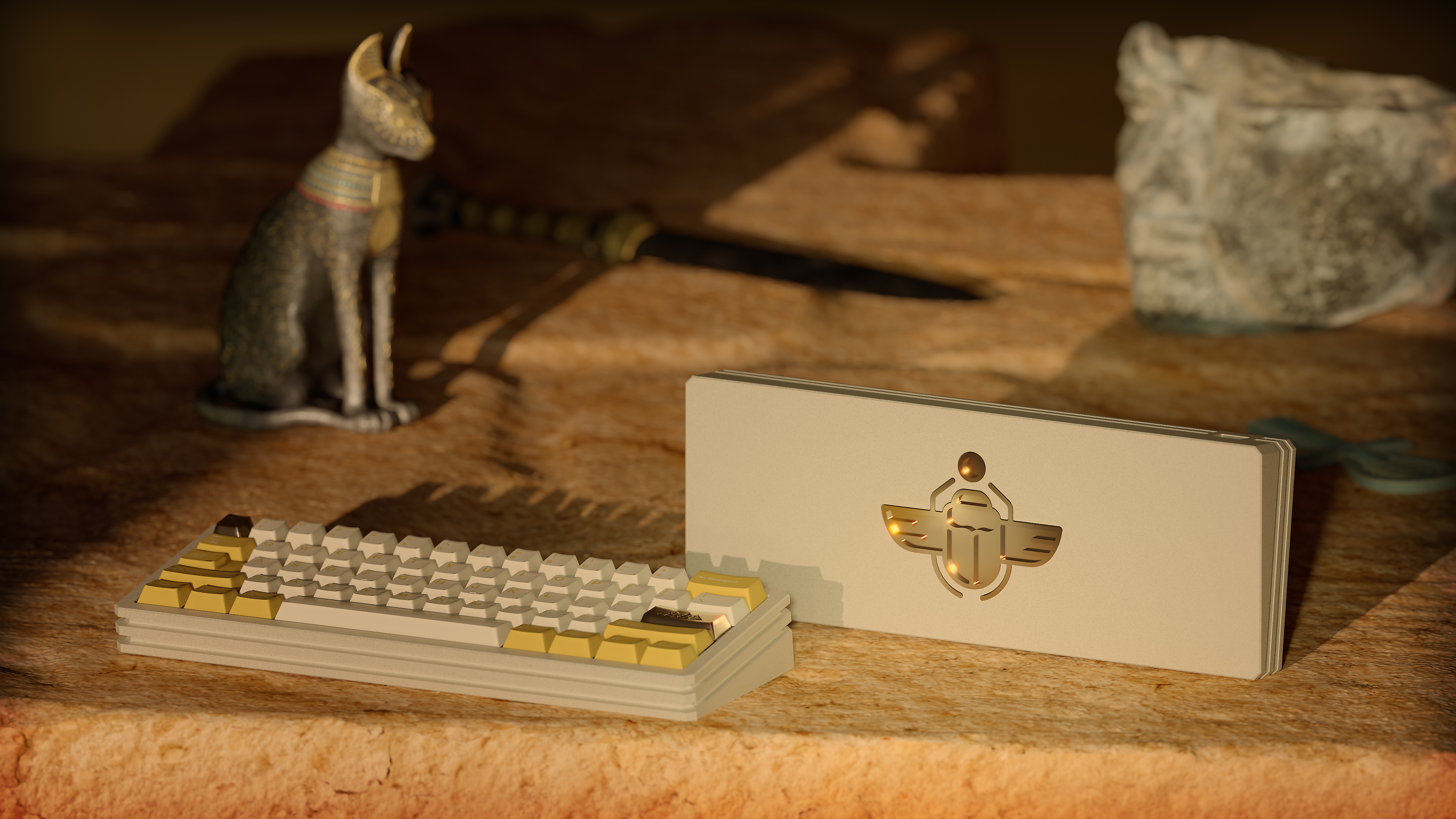 Egyptian Scarab, Egyptian keyboard, Ancient Egypt theme, Mystical charm, 3840x2160 4K Desktop