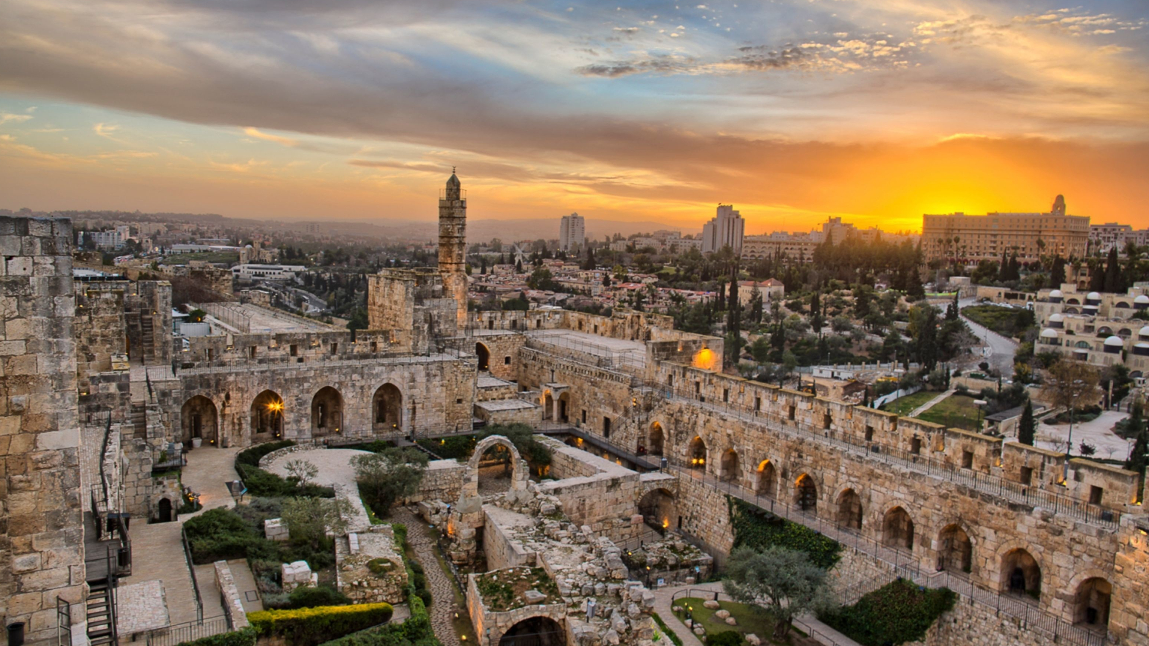 Jerusalem: Considered to be a holy city for the three major Abrahamic religions: Judaism, Christianity, and Islam. 3840x2160 4K Background.