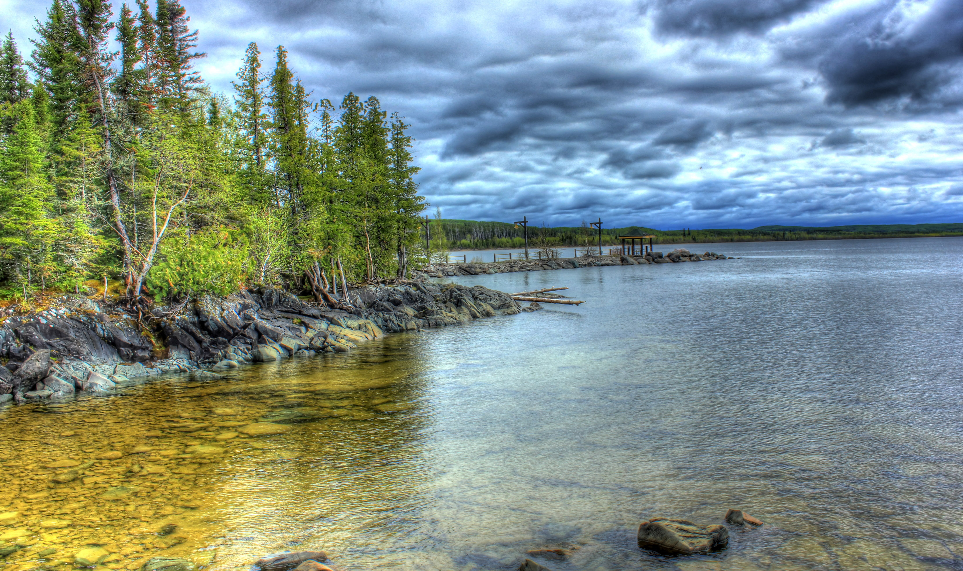 Scenic lakeshore, Free stock photo, 3320x1980 HD Desktop