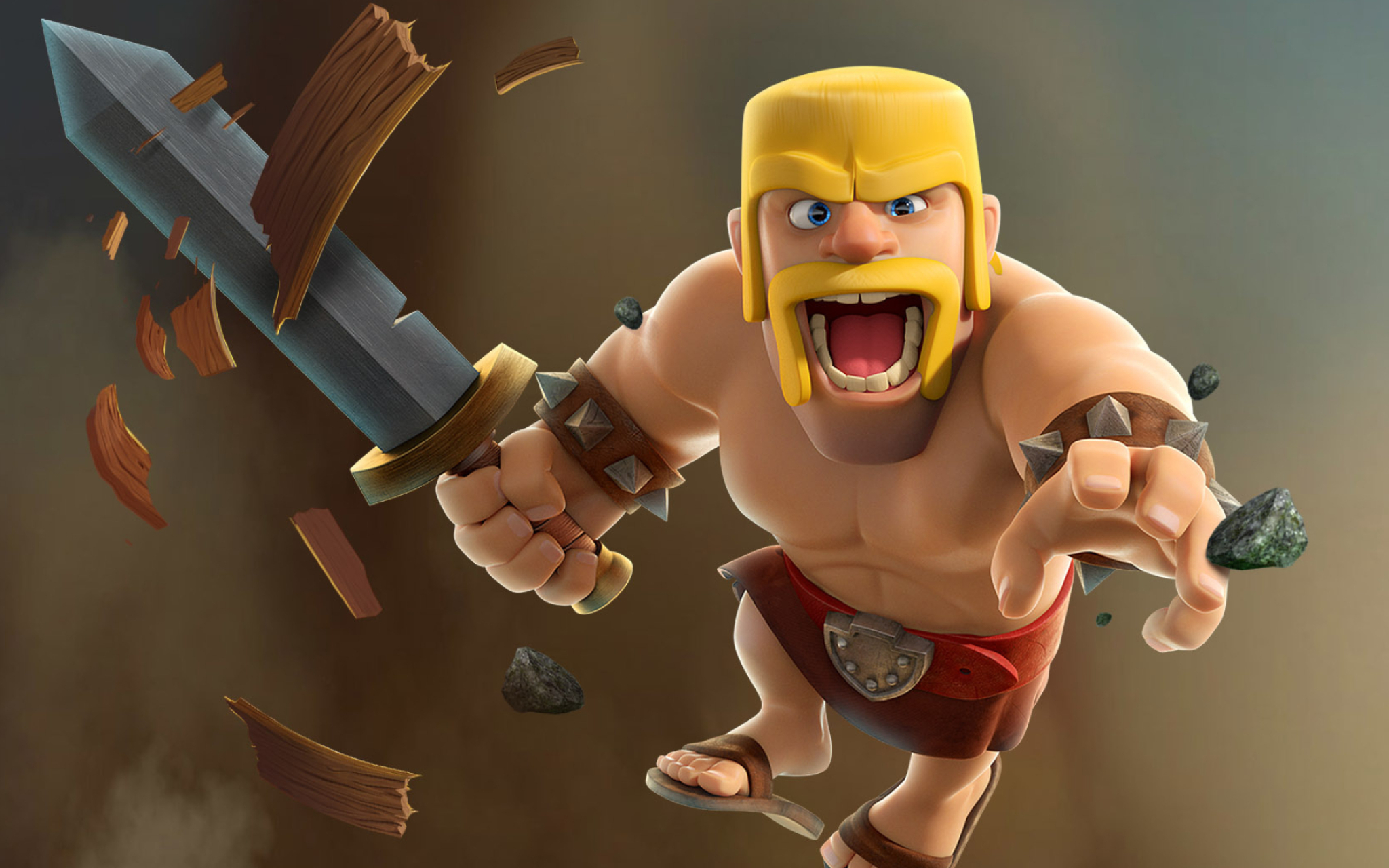 Clash of Clans: The Barbarian, A single-target melee troop. 2050x1280 HD Background.