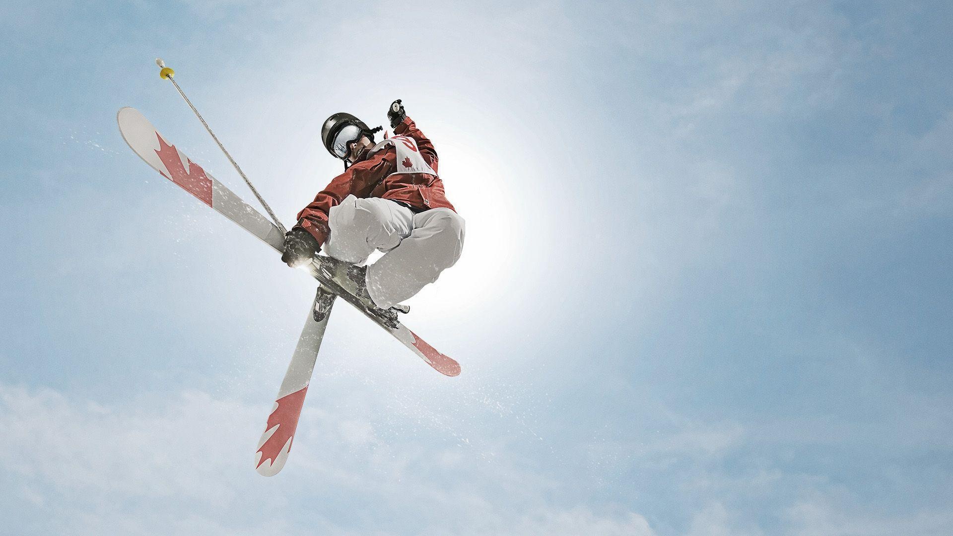 Freestyle Skiing, Sports adrenaline rush, Gravity-defying tricks, Skiing passion, 1920x1080 Full HD Desktop