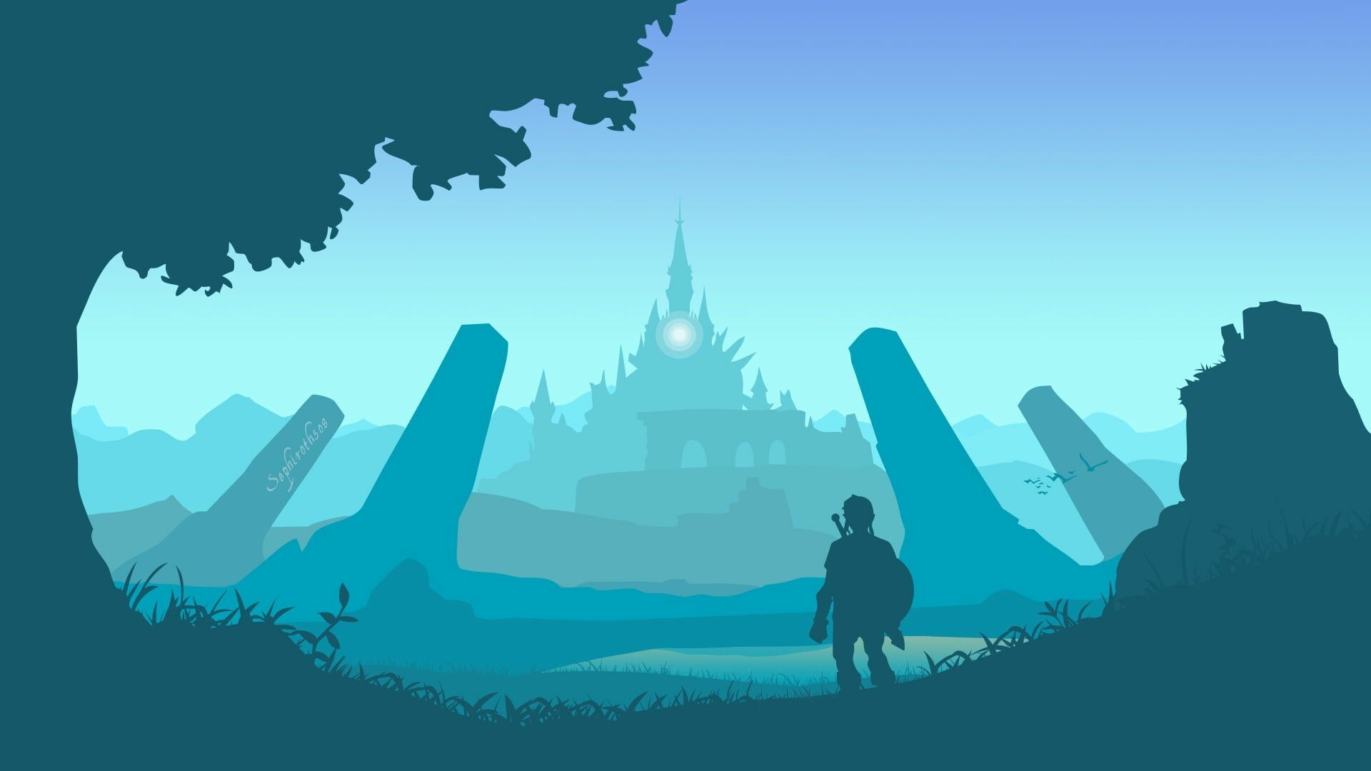 The Legend of Zelda: Breath of the Wild, Link, Silhouette, Nintendo. 1920x1080 Full HD Background.