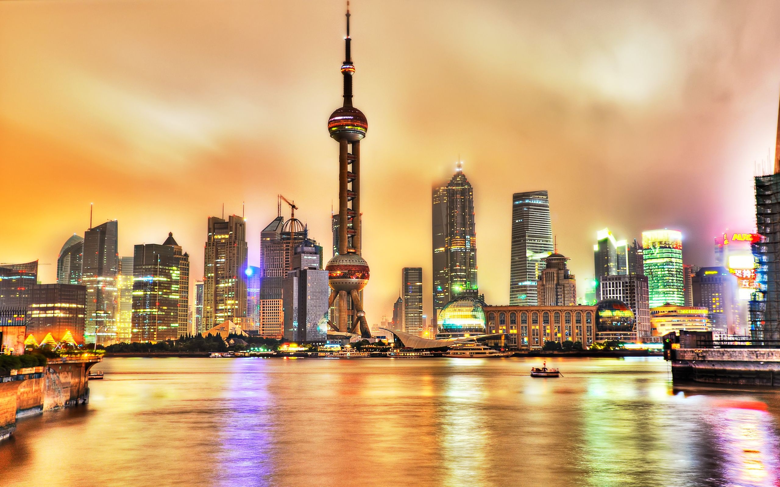 Oriental Pearl Tower, Pudong district, Shanghai skyline, Modern architecture, 2560x1600 HD Desktop