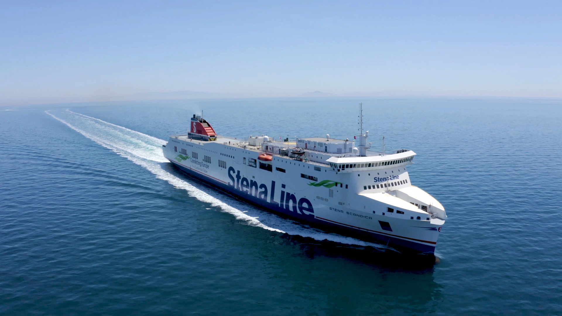 Ferry: Stena Line, Baltic, Water transport for vehicles. 1920x1080 Full HD Background.