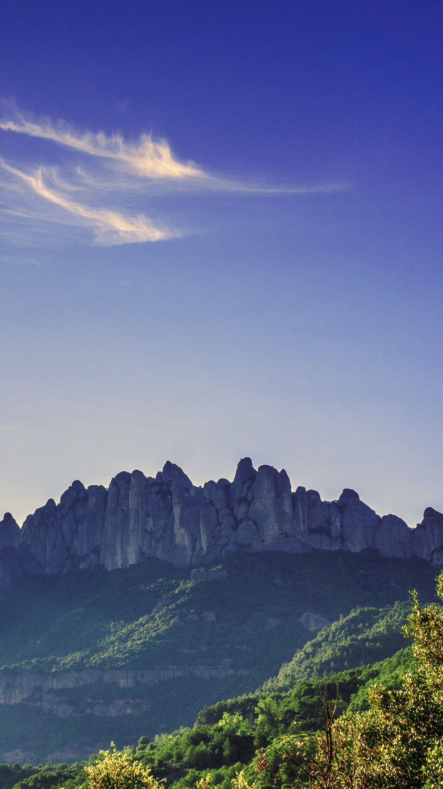 Montserrat, Montserrat mountain peak, Cliffs, Blue sky, 1440x2560 HD Handy