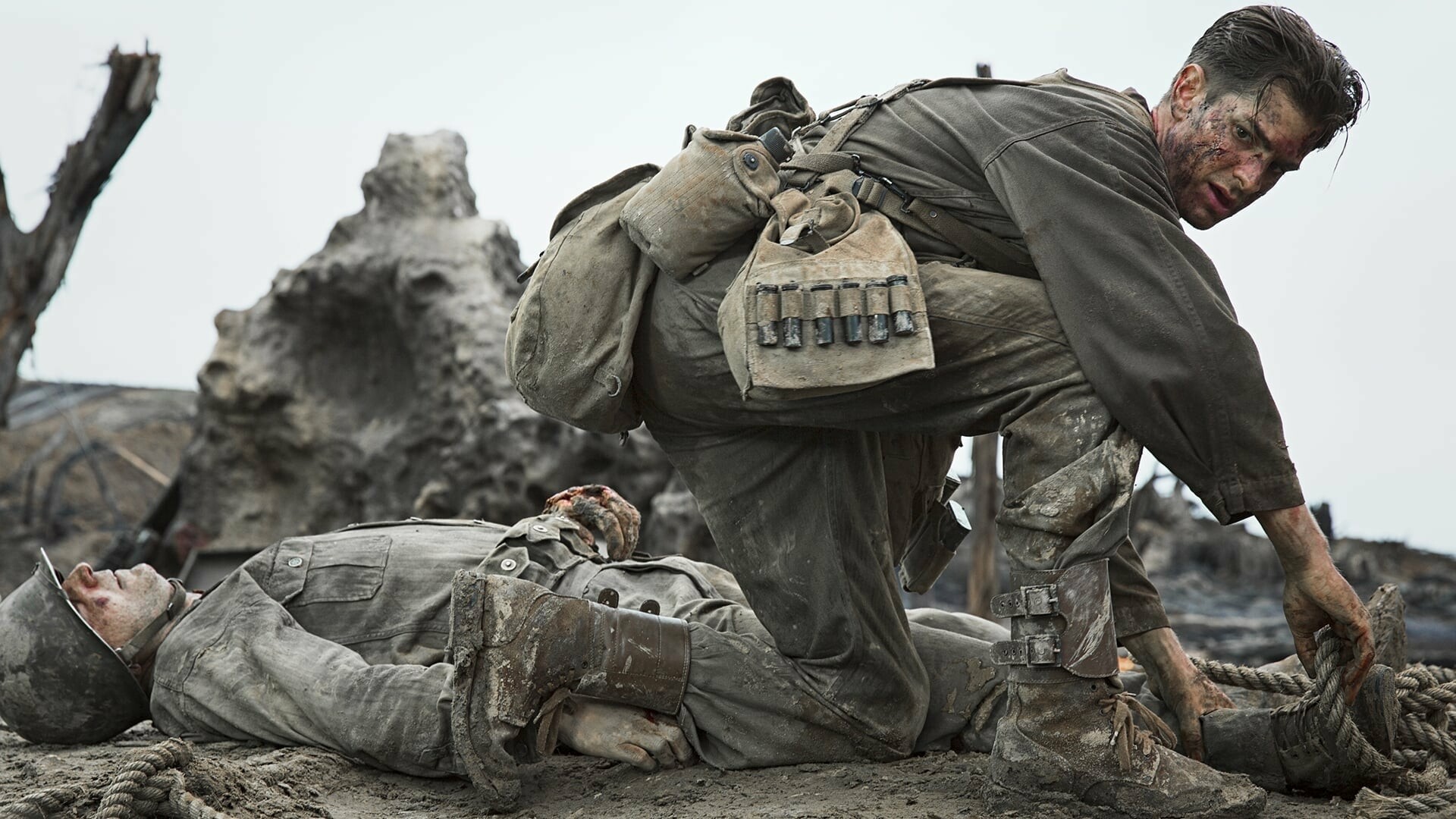 Hacksaw Ridge: Desmond Doss, the only conscientious objector to receive the Medal of Honor for his actions during the war. 1920x1080 Full HD Background.
