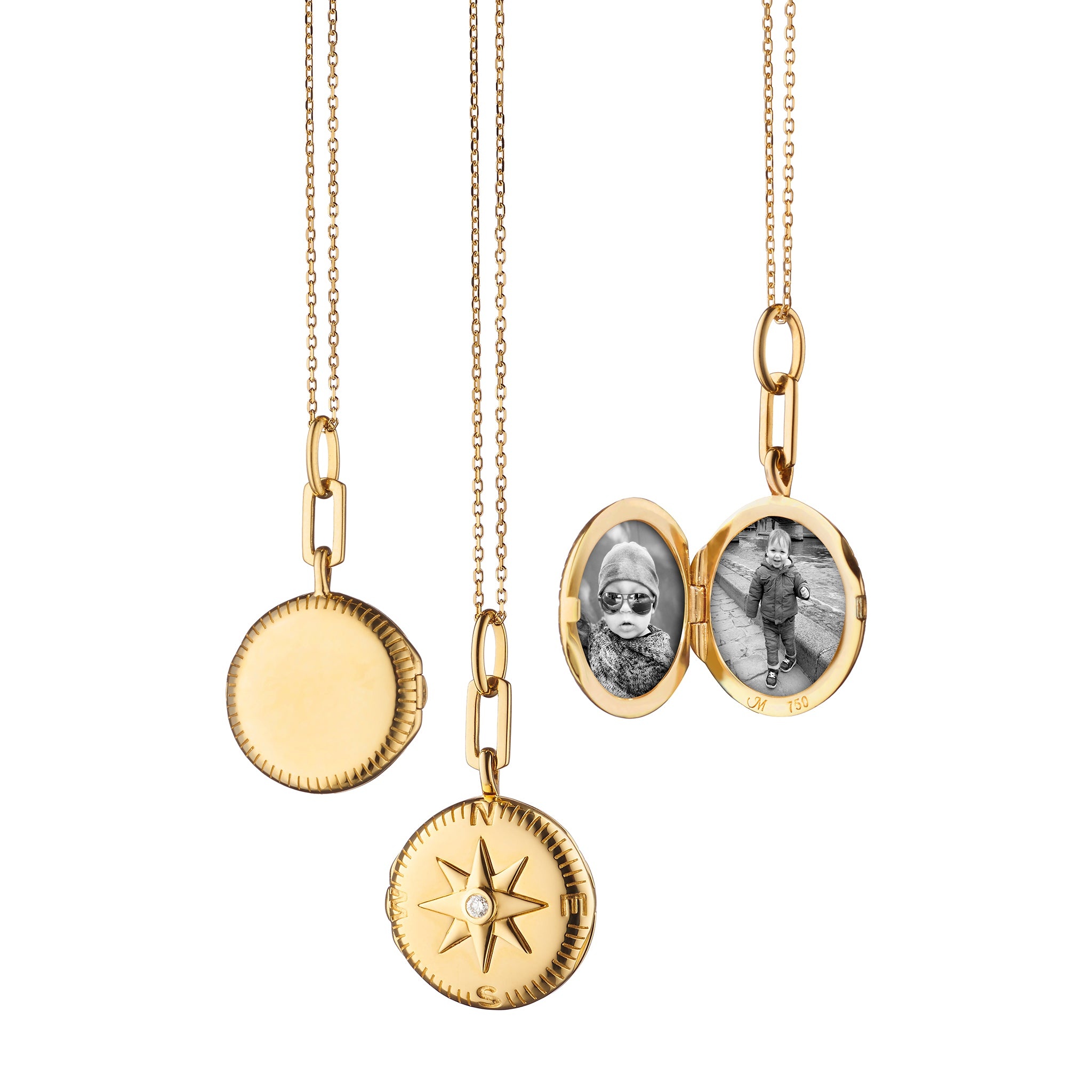 Compass locket necklace, Monica Rich Kosann, vintage-inspired jewelry, customized, 2050x2050 HD Phone