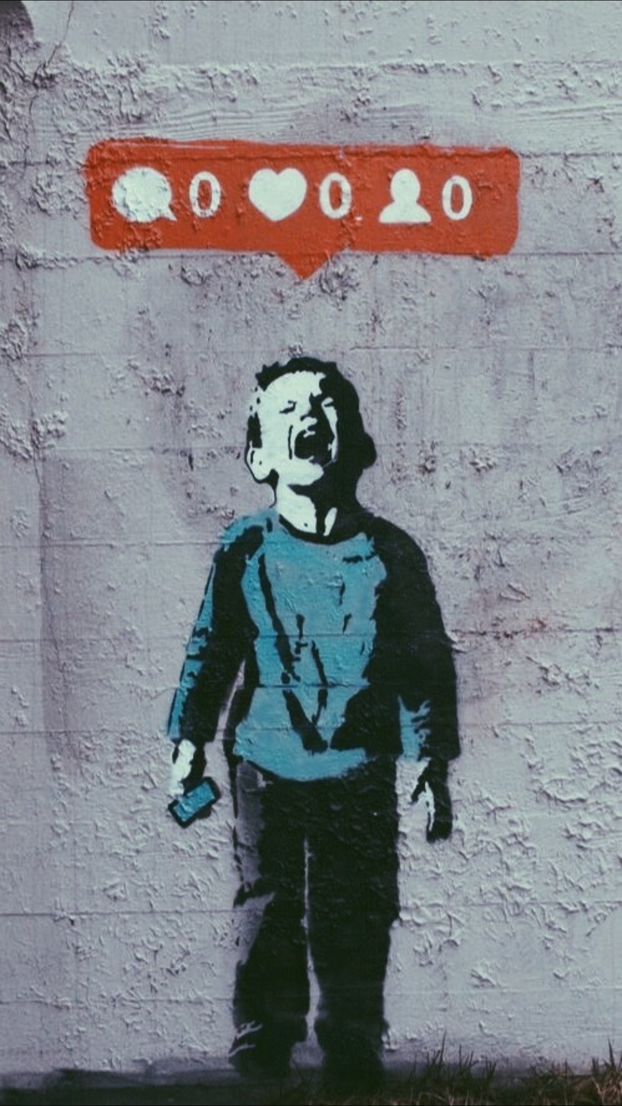 Banksy: A pseudonymous England-based street artist, Graffiti. 1250x2210 HD Background.