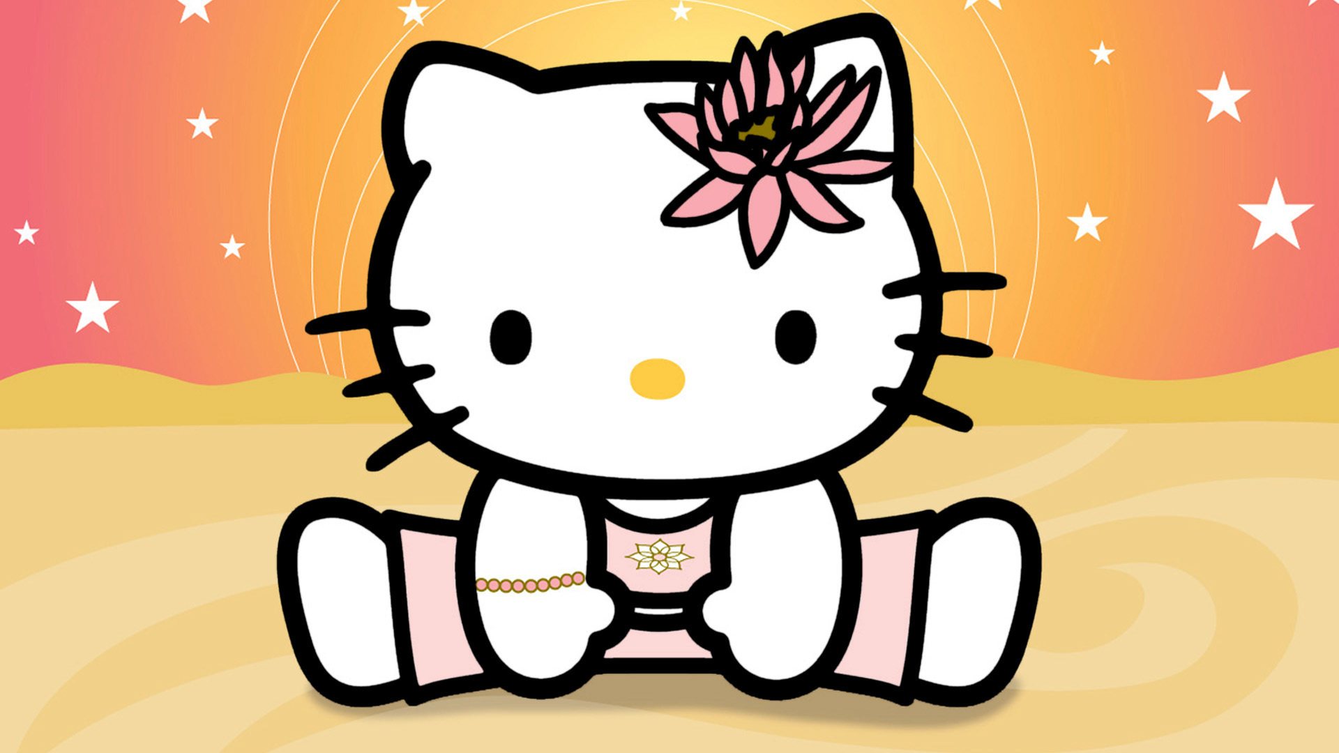 Hello Kitty: Was added to the lineup of early Sanrio characters in 1974. 1920x1080 Full HD Wallpaper.