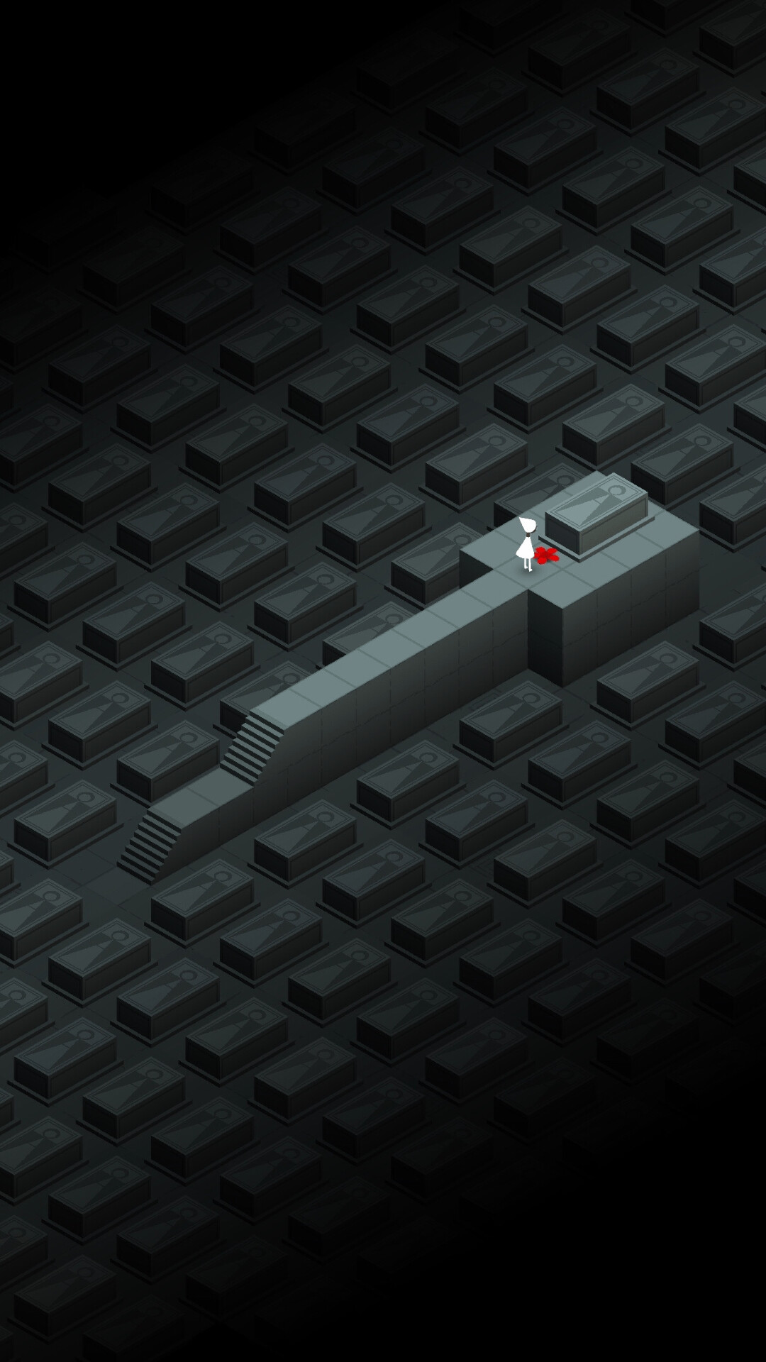 Monument Valley: Ken Wong, the team’s lead designer, created a piece of artwork, an image of a building in isometric view with a single figure, staring at its strange but completely possible architecture. 1080x1920 Full HD Background.