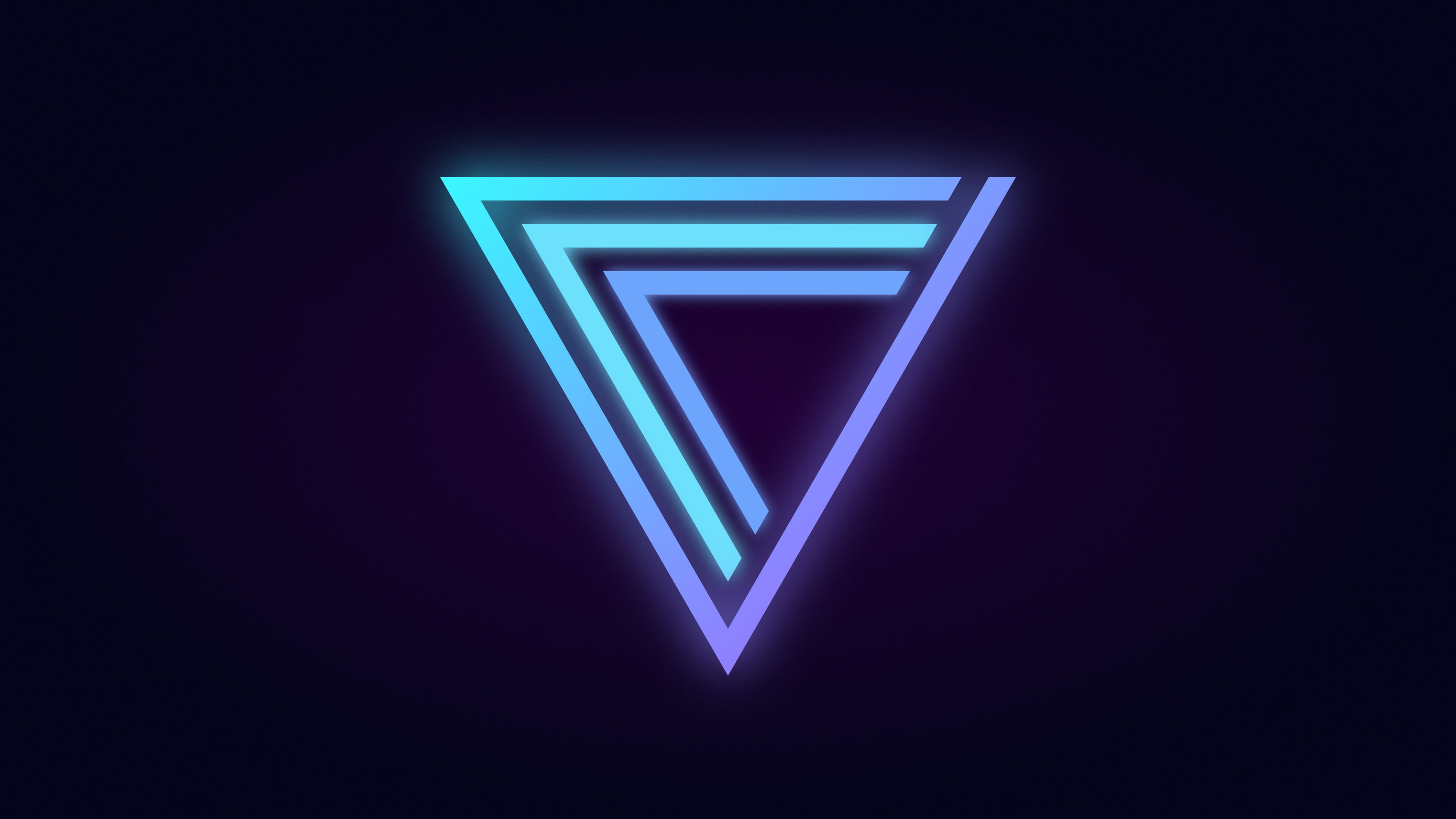 Triangle: Vector design, Neon blue, Acute angles, Parallels. 3840x2160 4K Background.