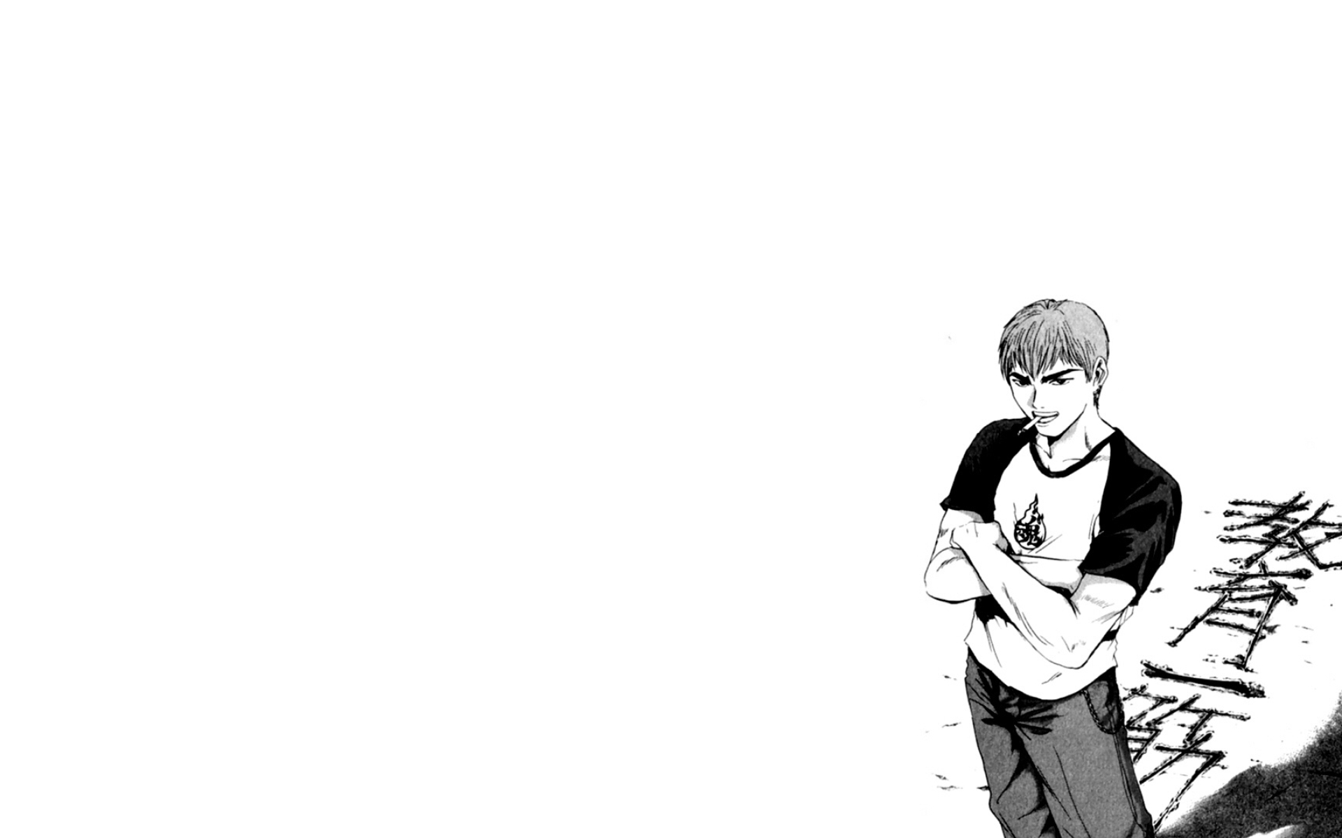 Great Teacher Onizuka: Minimalistic, Monochrome, Anime character, A very presumptuous and vulgar guy. 1920x1200 HD Wallpaper.