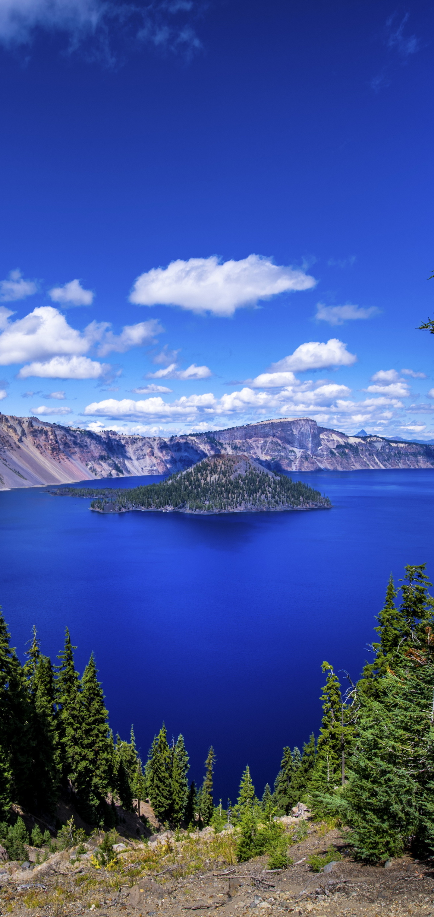Earth Crater Lake, Natural wonder, Deep blue waters, Geological marvel, 1440x3040 HD Phone