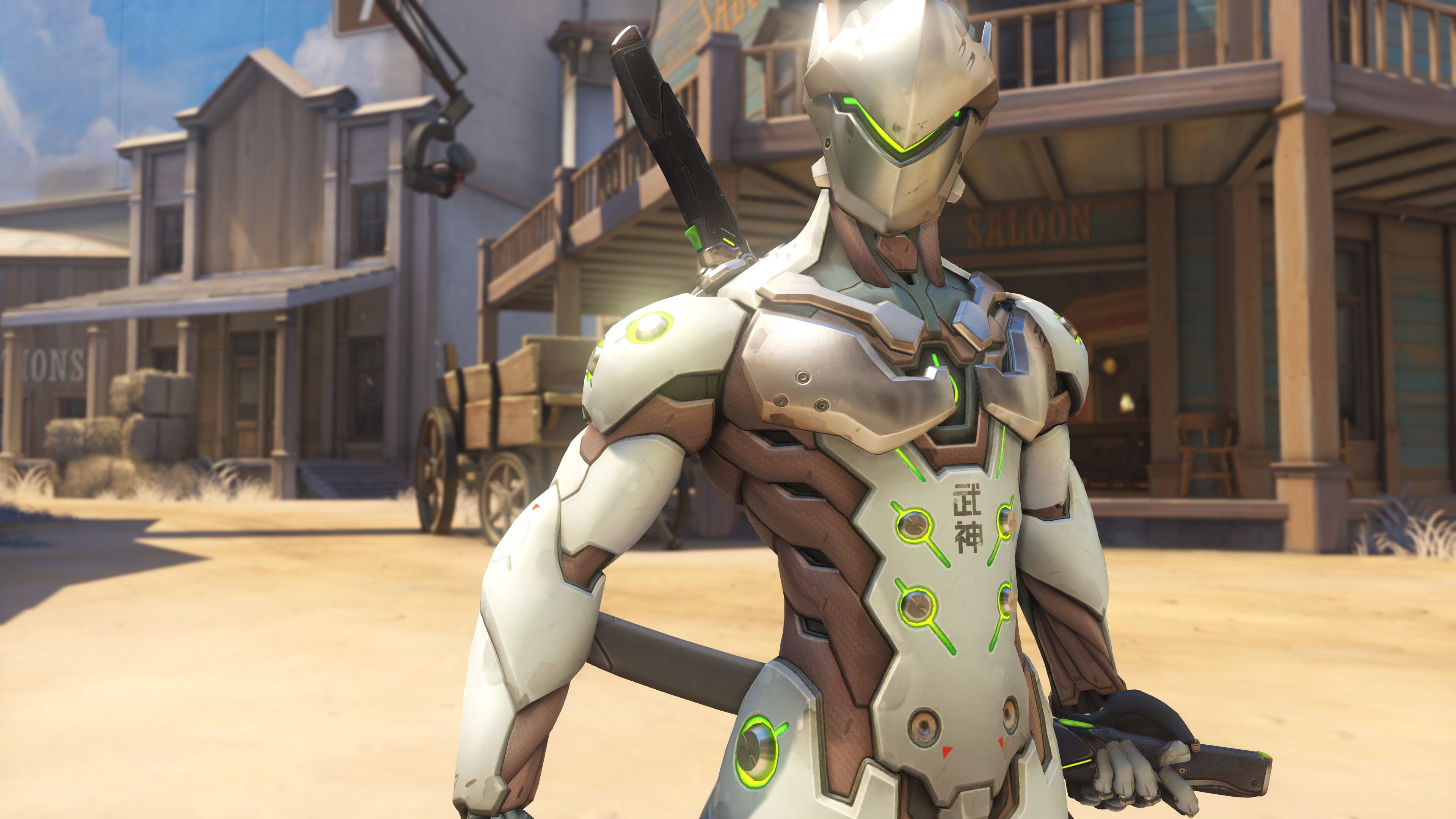 Genji: Overwatch, Cyber-Agility makes Shimada a difficult target and allows him to navigate the map with ease. 3840x2160 4K Background.