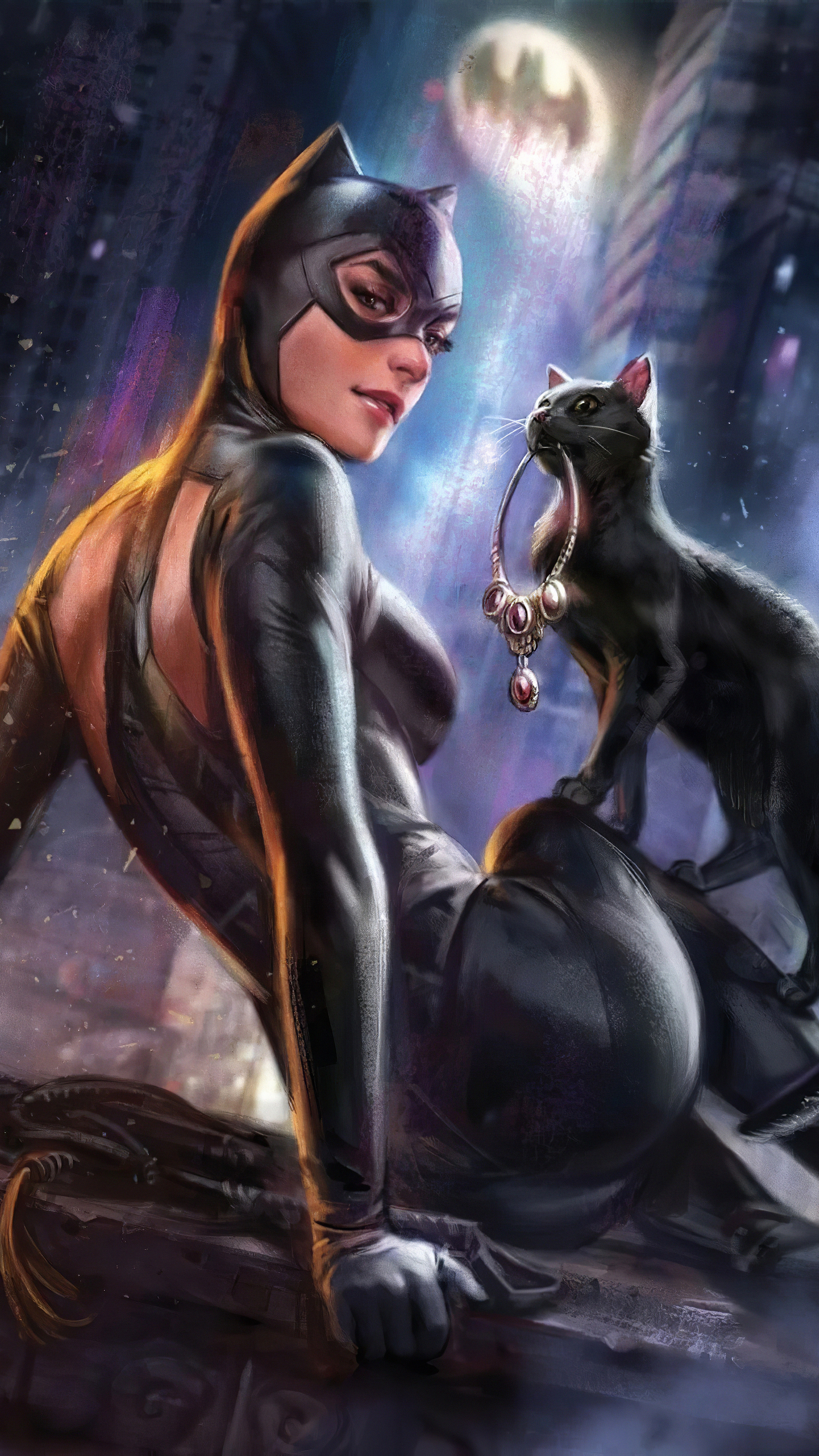 Catwoman: A fictional character originating from DC Comics, Cat. 2160x3840 4K Wallpaper.