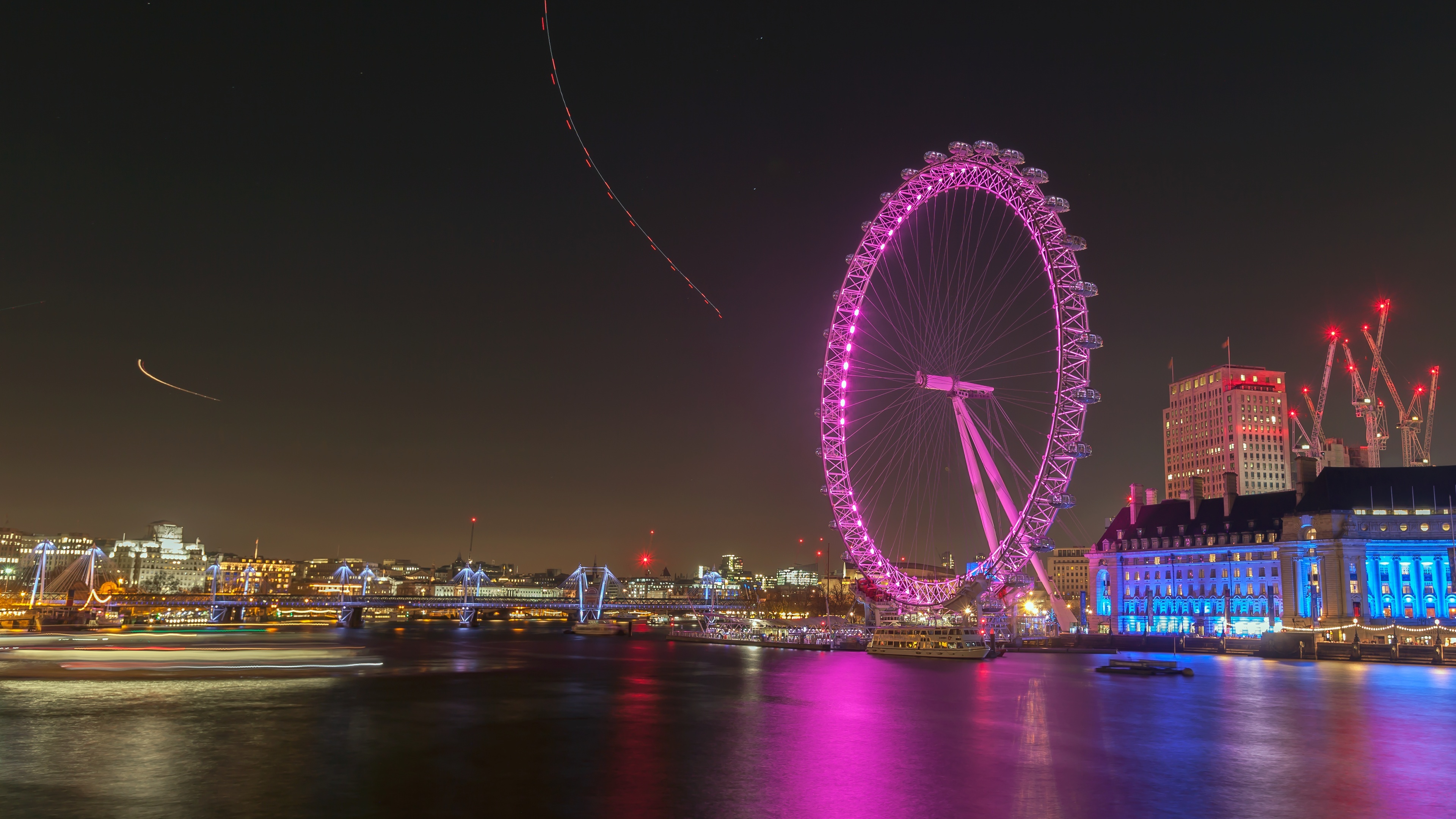 London Eye, Nighttime wallpaper, Illuminated beauty, Mesmerizing, 3840x2160 4K Desktop