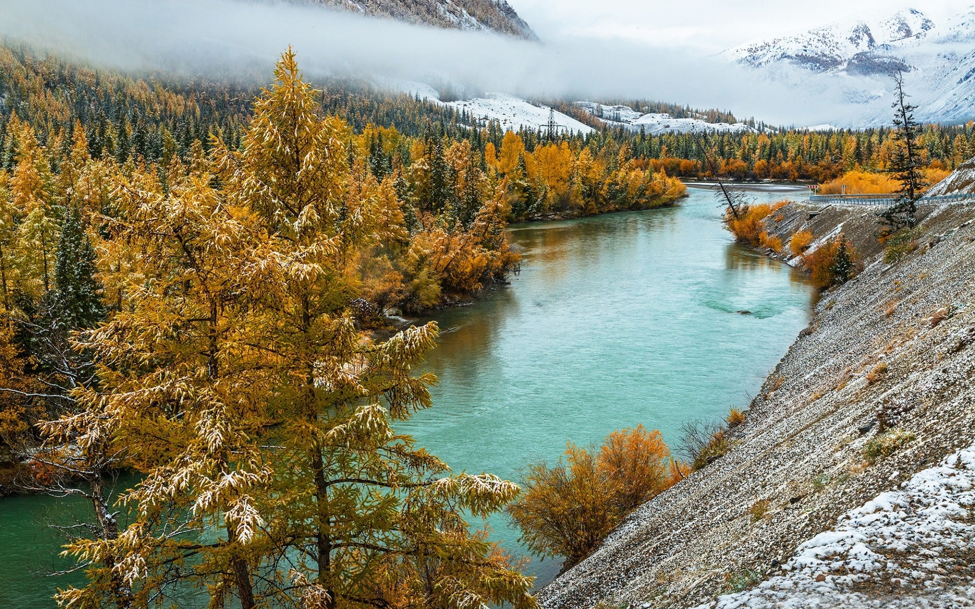 Altai Mountains, Autumn Chuya River, Russia, Travels, 1920x1200 HD Desktop