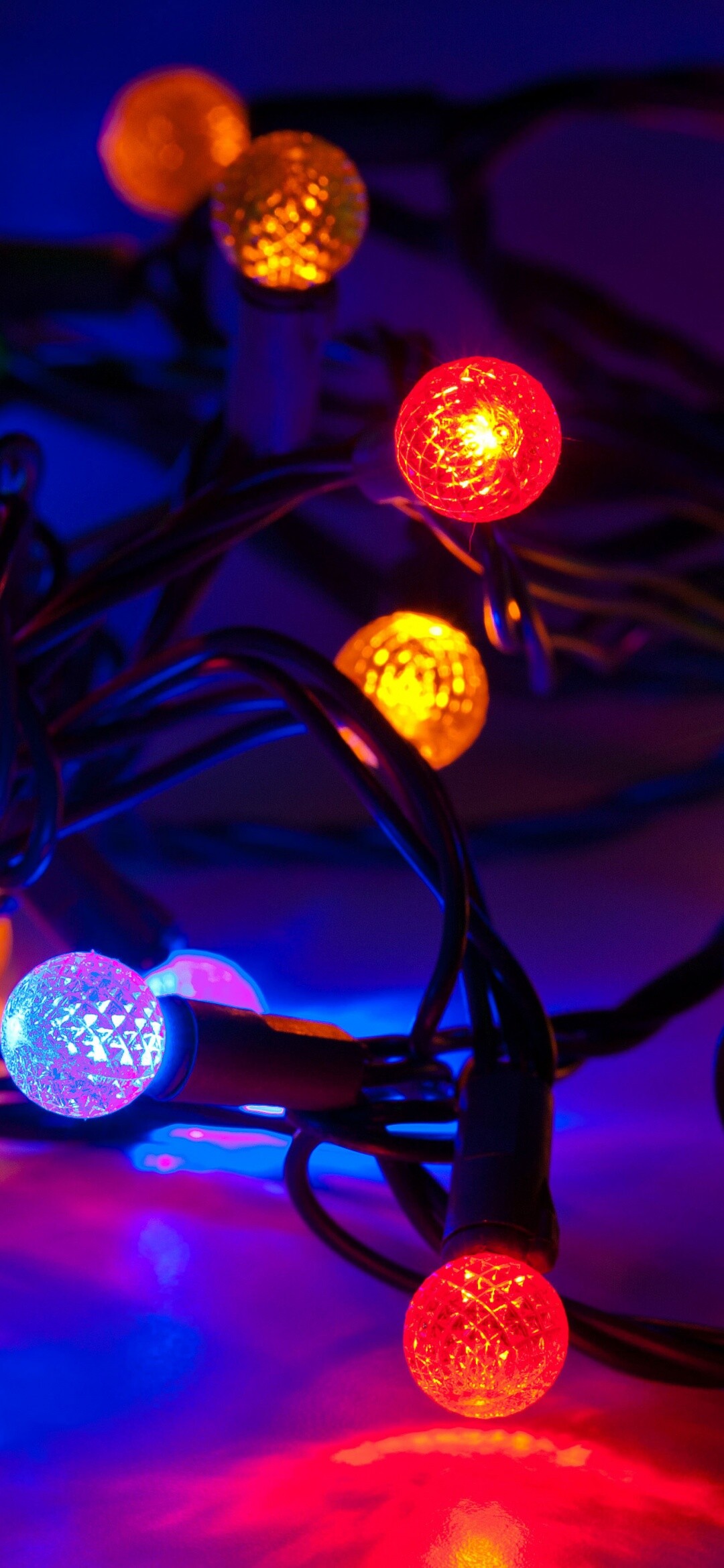 Christmas Lights: Colorful bulbs, Celebrations, Ornament, Decorations. 1080x2340 HD Background.