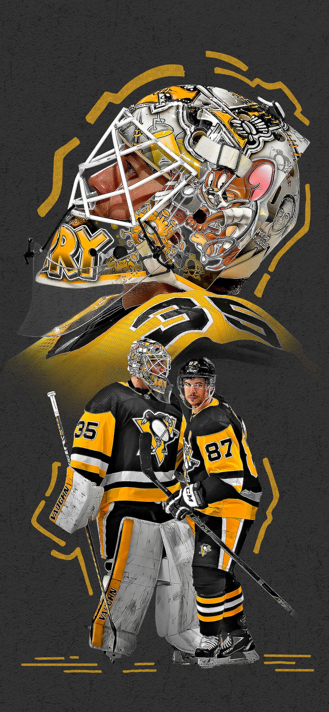 Pittsburgh Penguins: The team have qualified for six Stanley Cup Finals, NHL. 1130x2440 HD Background.