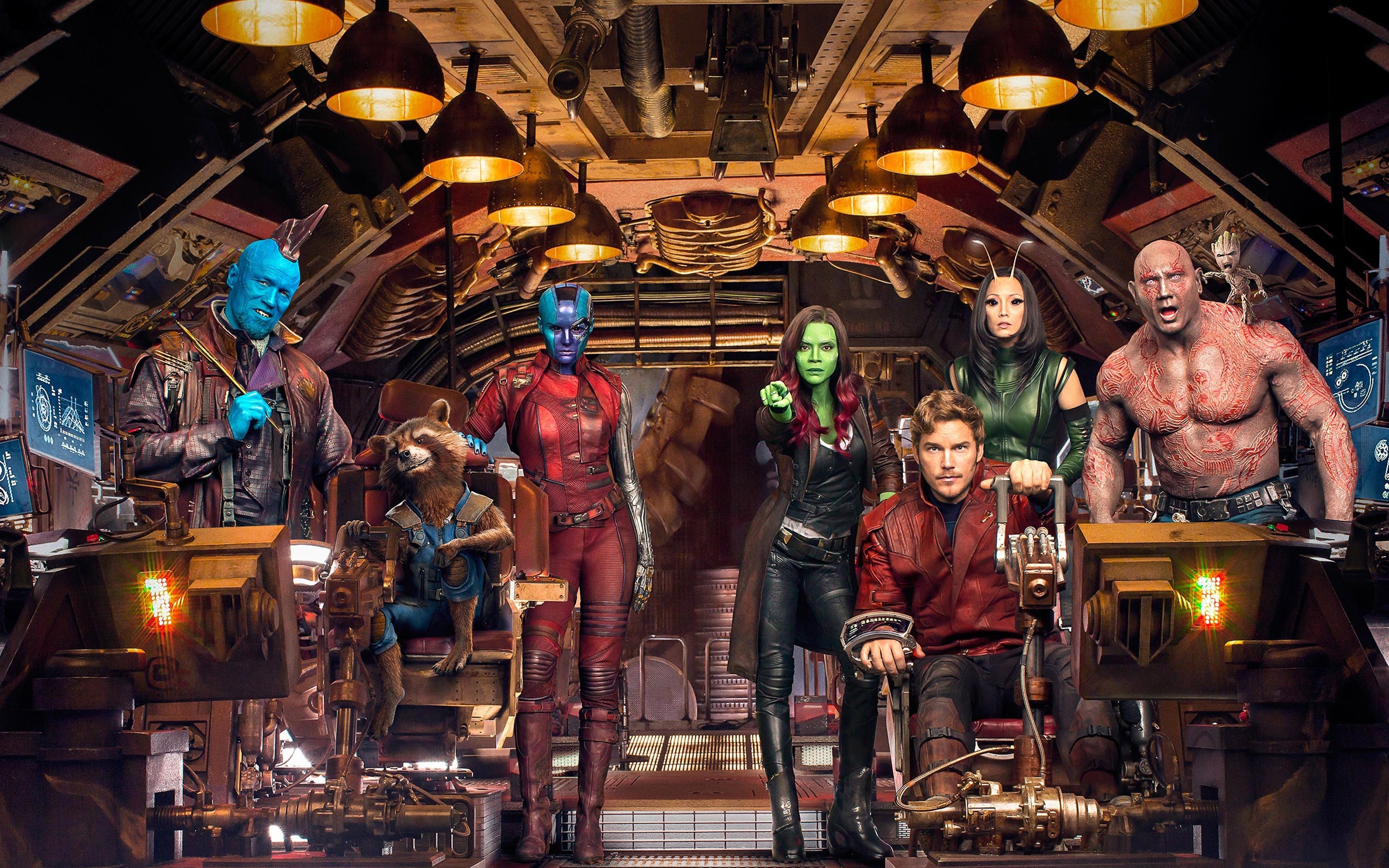 Guardians of the Galaxy Vol 2, Chris Pratt, Zoe Saldana, Dave Bautista, 2880x1800 HD Desktop