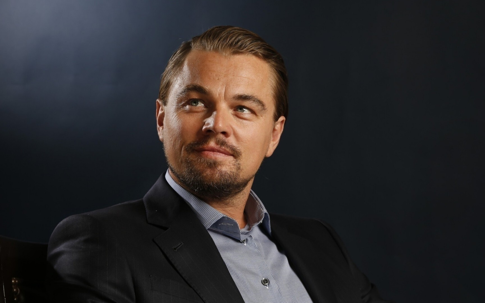 Leonardo DiCaprio, Black suit, Chair wallpaper, Elegant, 1920x1200 HD Desktop