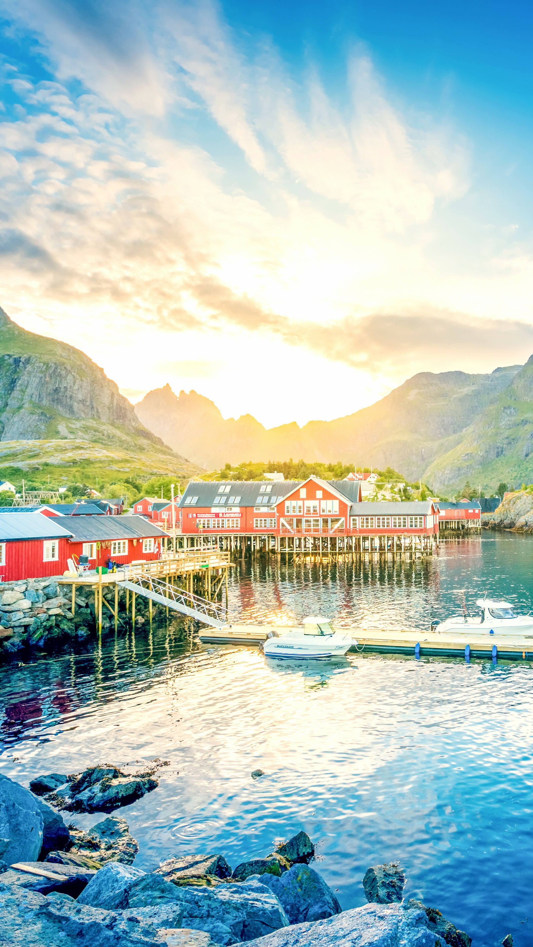 Norway: Lofoten, Mountains, The country shares a long eastern border with Sweden at a length of 1,006 miles. 2160x3840 4K Wallpaper.
