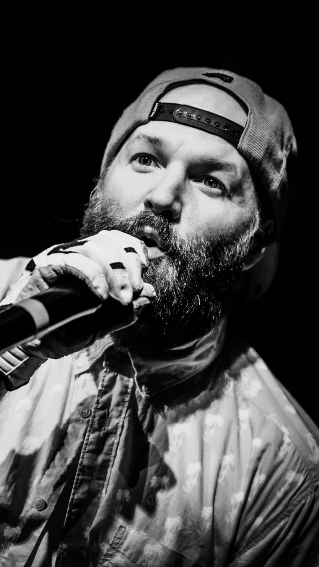 Limp Bizkit: Fred Durst, An American musician and film director, Black and white. 1080x1920 Full HD Background.