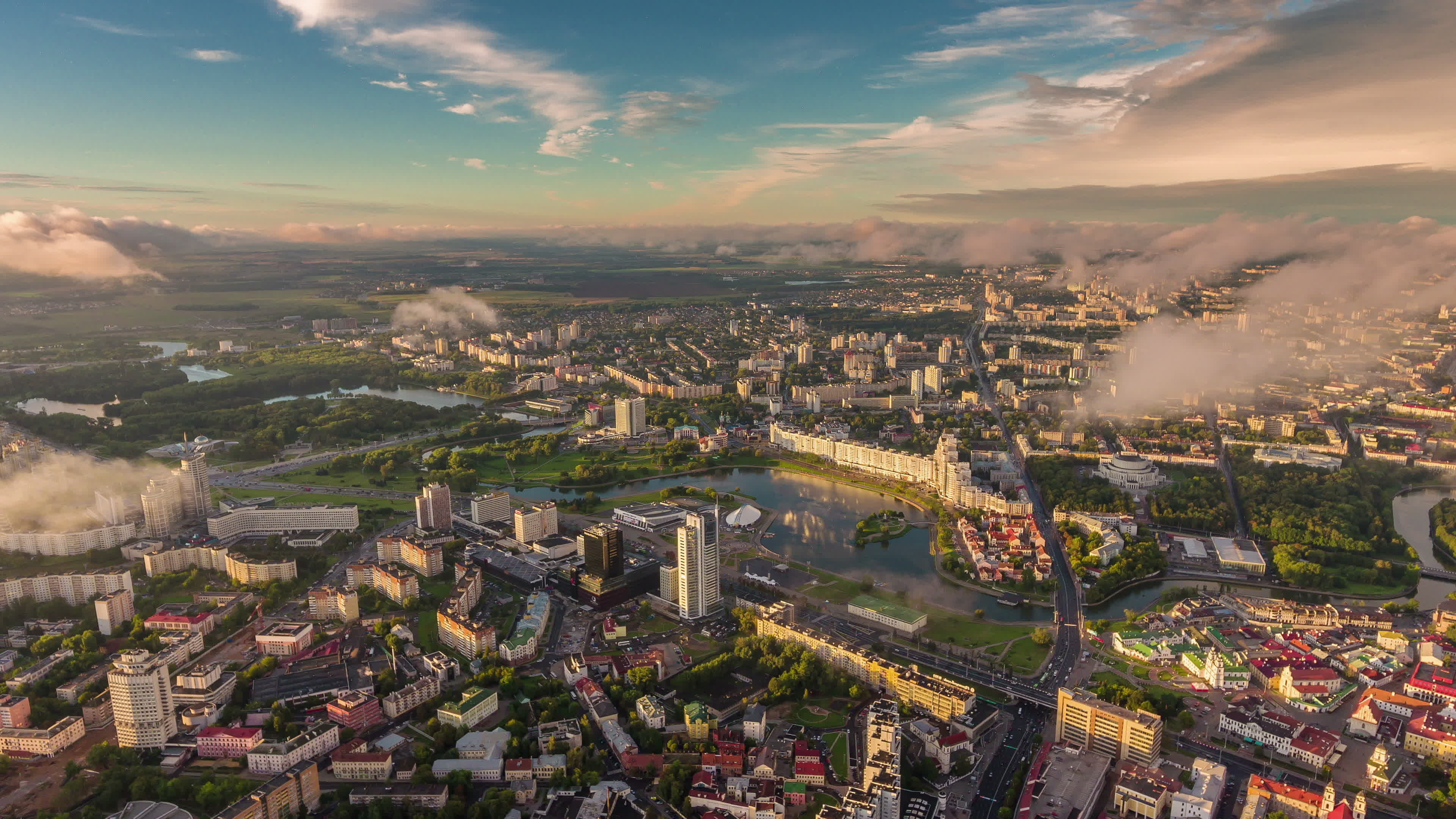 Minsk, Belarus, Travels, Cityscape Sunset, 3840x2160 4K Desktop