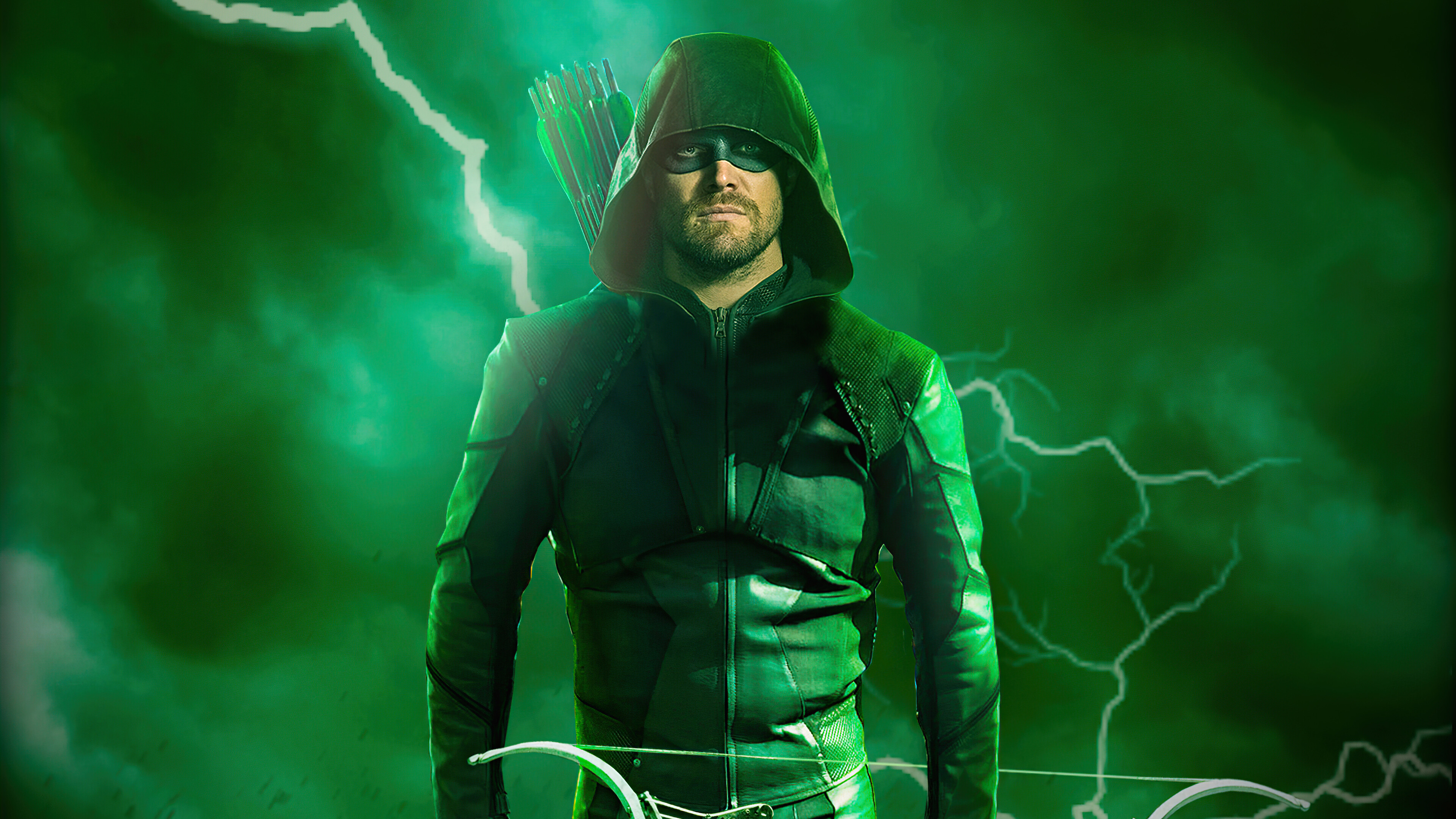 Green Arrow: A superhero who appears in American comic books published by DC Comics, Oliver Queen. 3840x2160 4K Background.