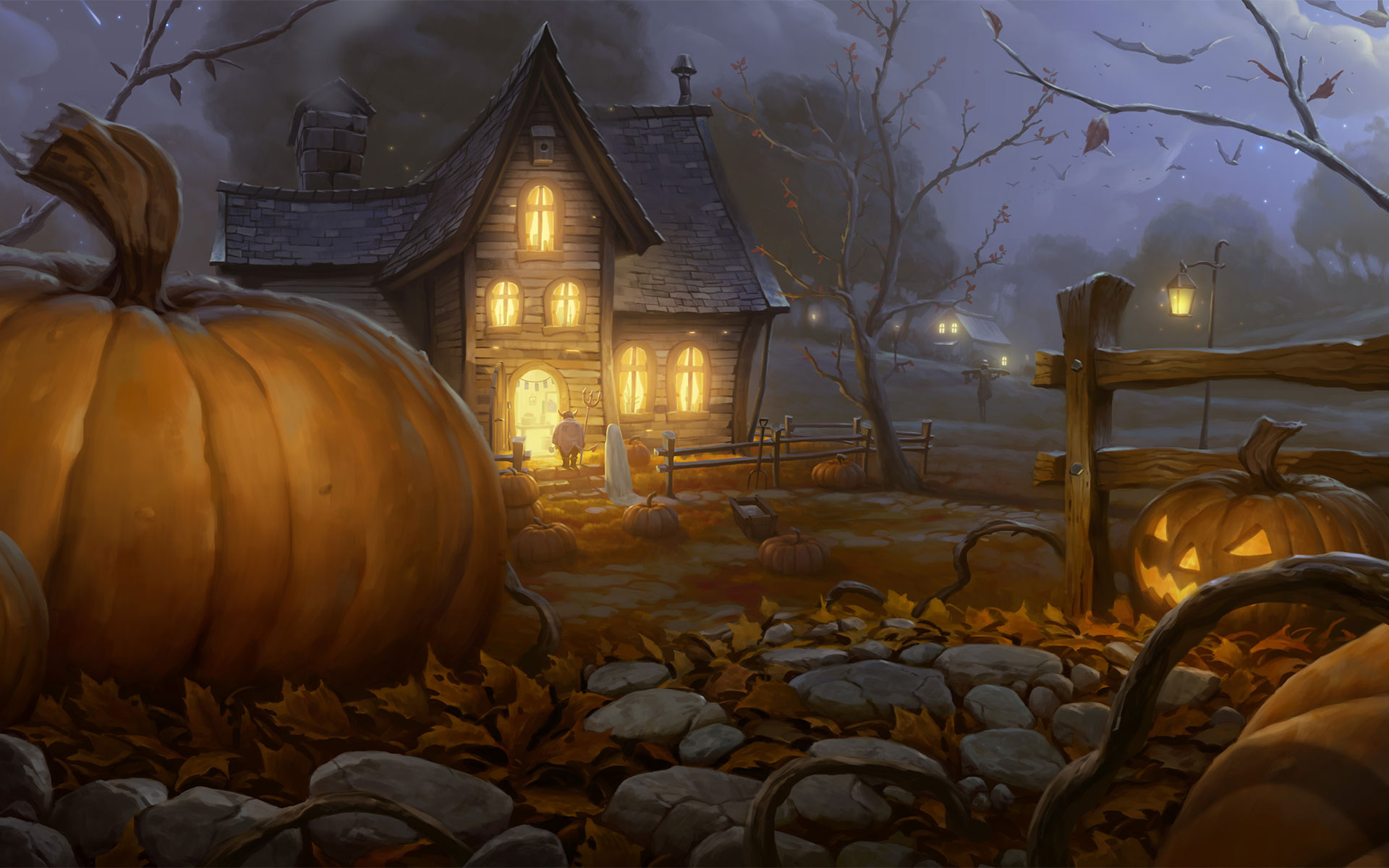 Halloween Haunted House, Scary wallpapers, Pumpkins and witches, 1920x1200 HD Desktop