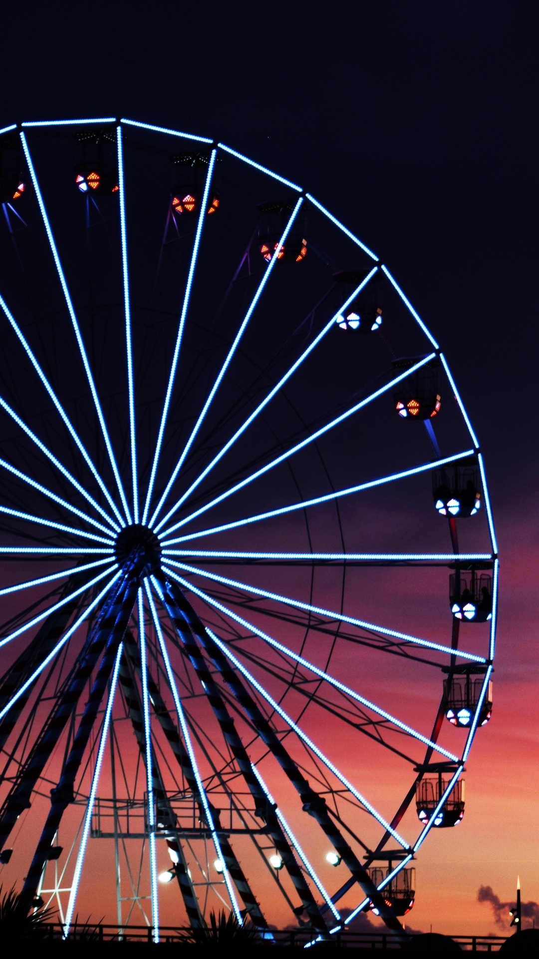 Fun Fair: Ferris wheel, An event that has many games and rides. 1080x1920 Full HD Background.