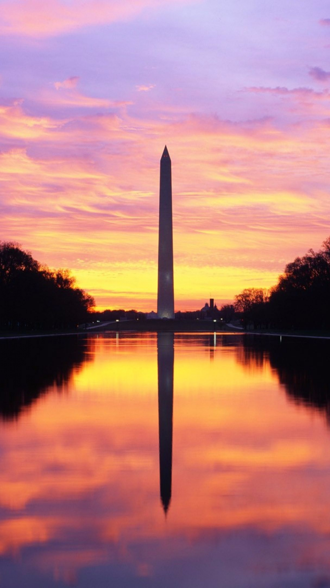 Sonnenuntergang über dem Washington Monument, Washington DC, 1080x1920 Full HD Handy